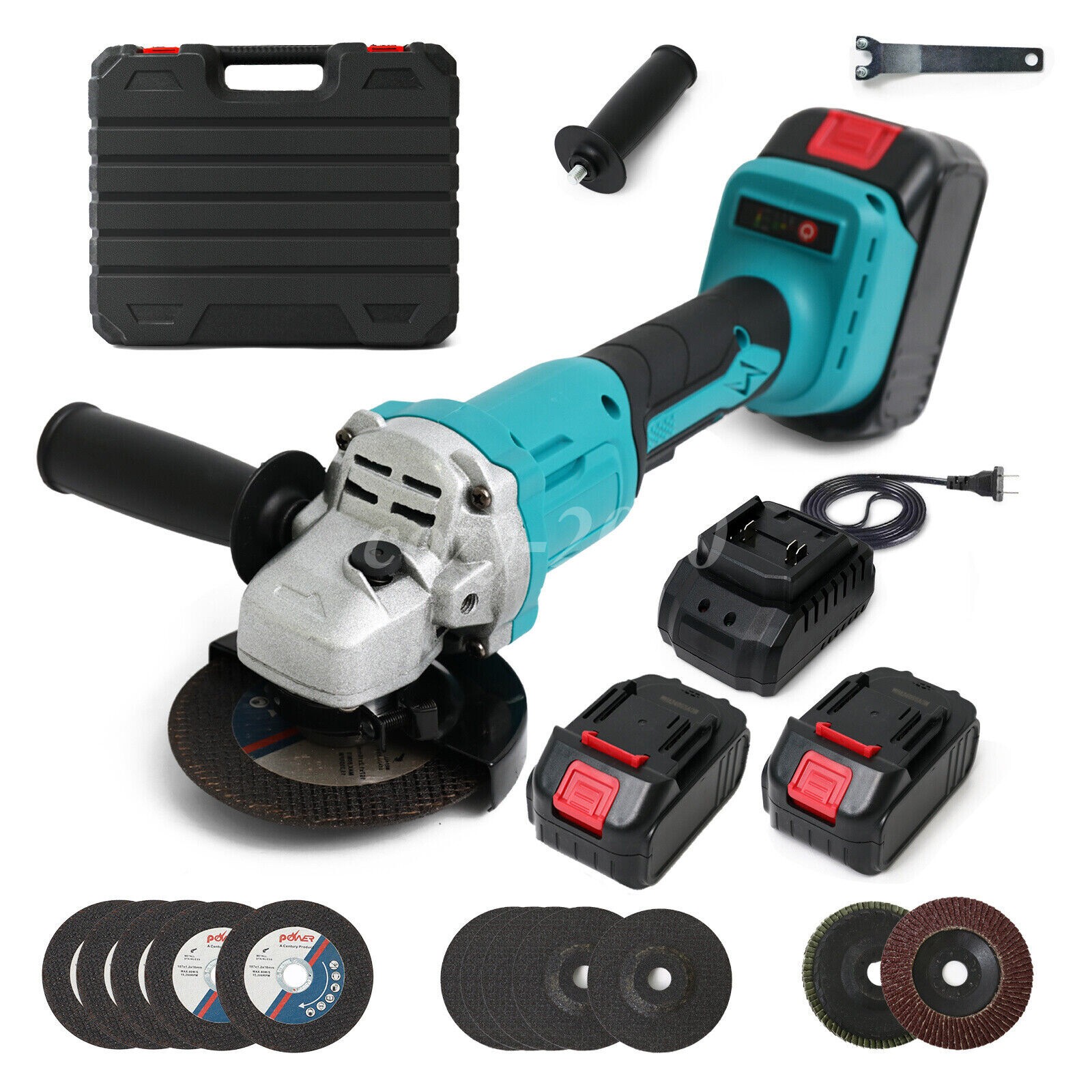 21V Cordless Angle Grinder Cutting Brushless Detail Sander 9000 RPM W/ 2 Battery