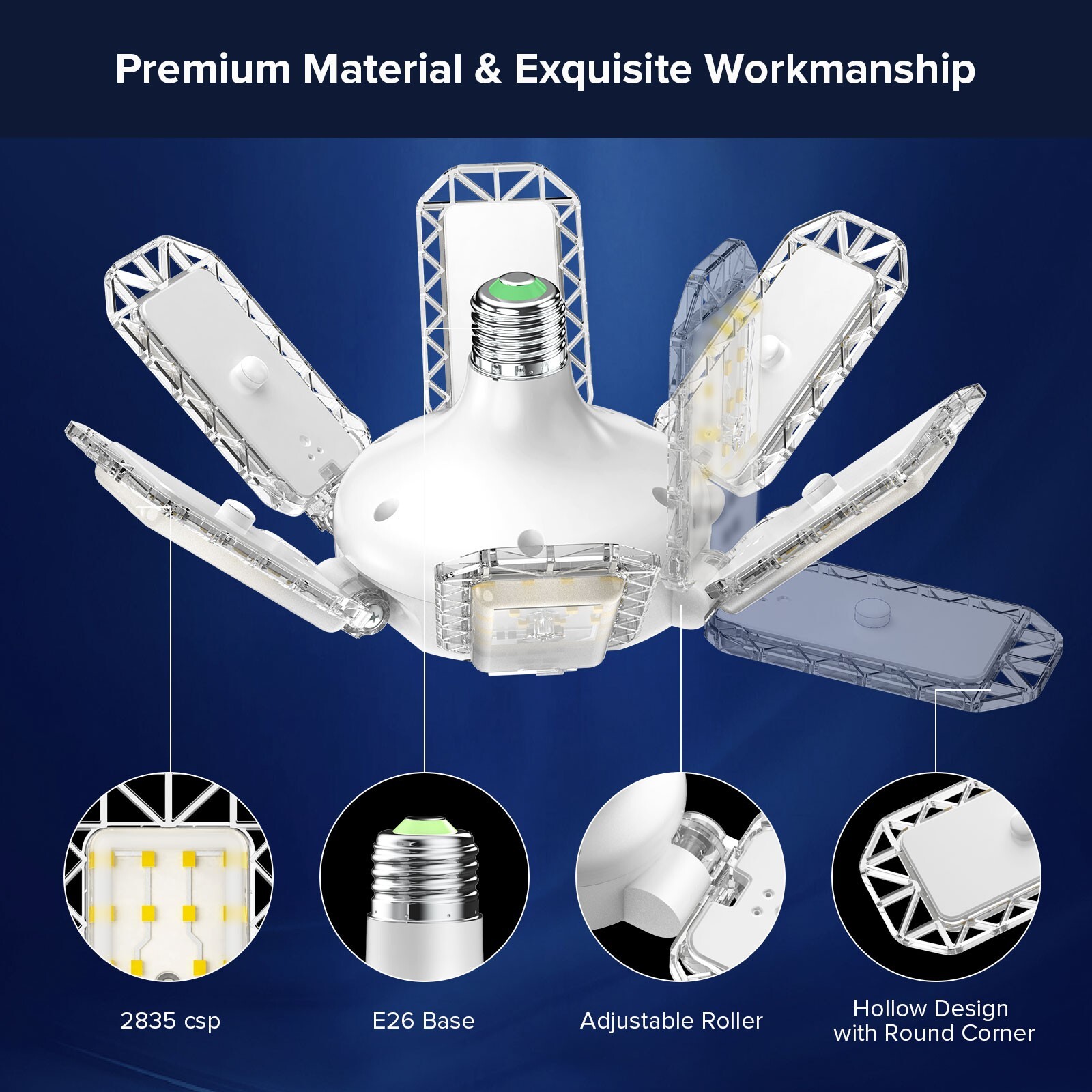 300/600W LED Garage Light Deformable Super Bright Work Shop Ceiling Light Bulb
