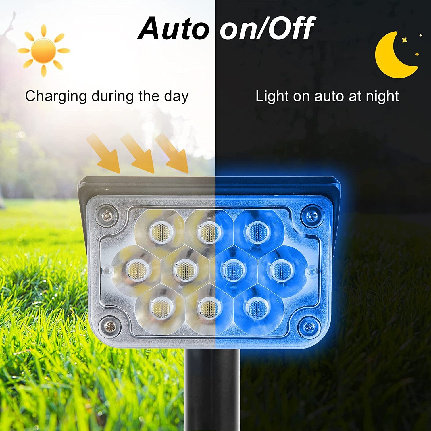 2PCS Solar Garden Lights Outdoor Spotlights LED Landscape Light Path Wall Lights