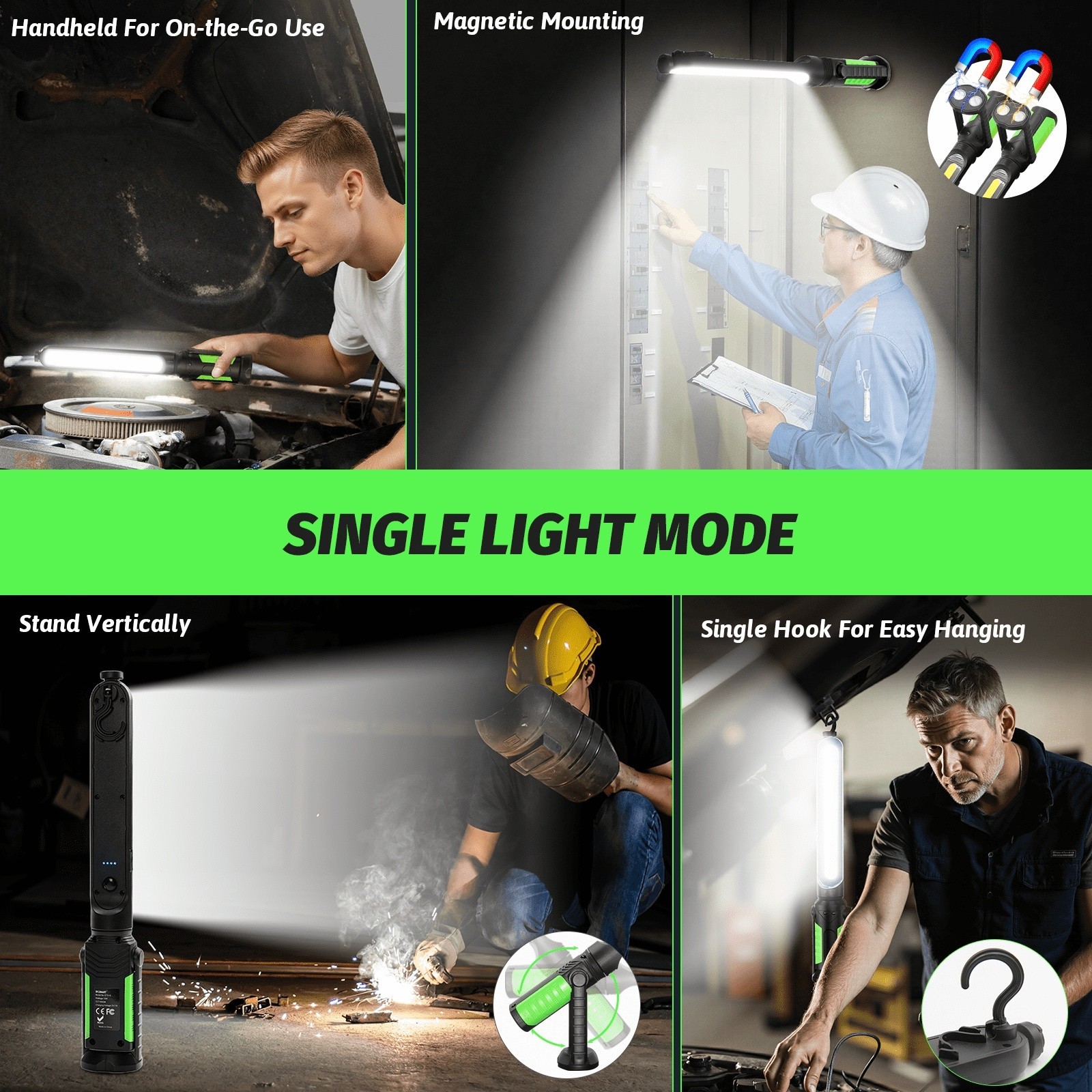 LED Underhood Work Light Bar 2PK – Rechargeable Magnetic Mechanic Light for Car