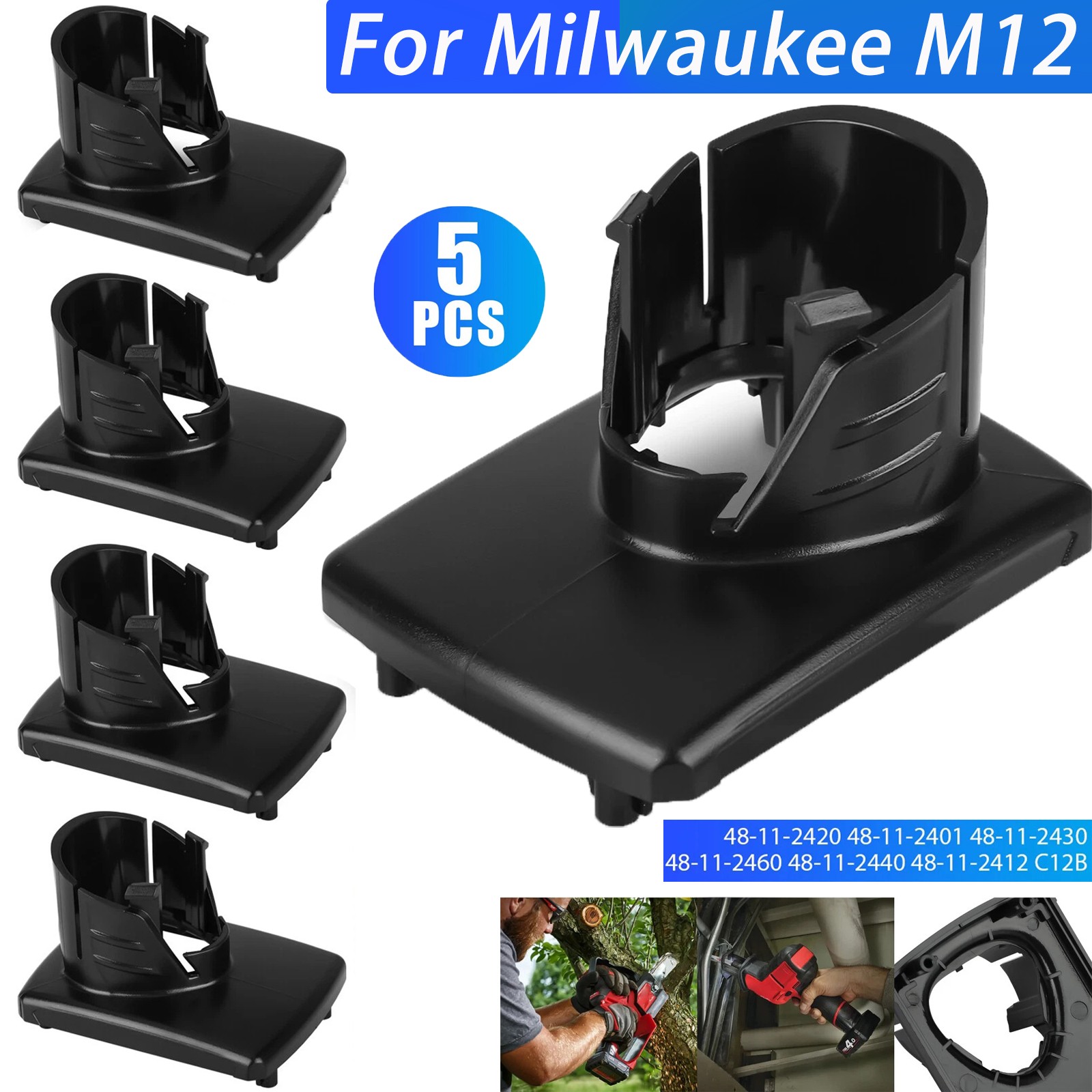 5 Pcs For Milwaukee M12 Battery Case Top Cover Replacement Shell Plastic Parts