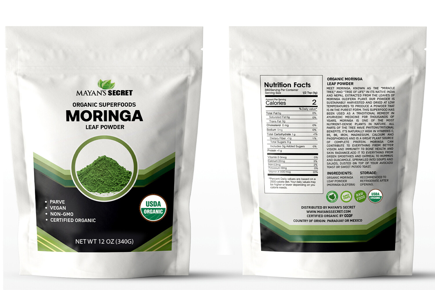 USDA Certified Organic Moringa Oleifera Leaf Powder 12 OZ Free Ship