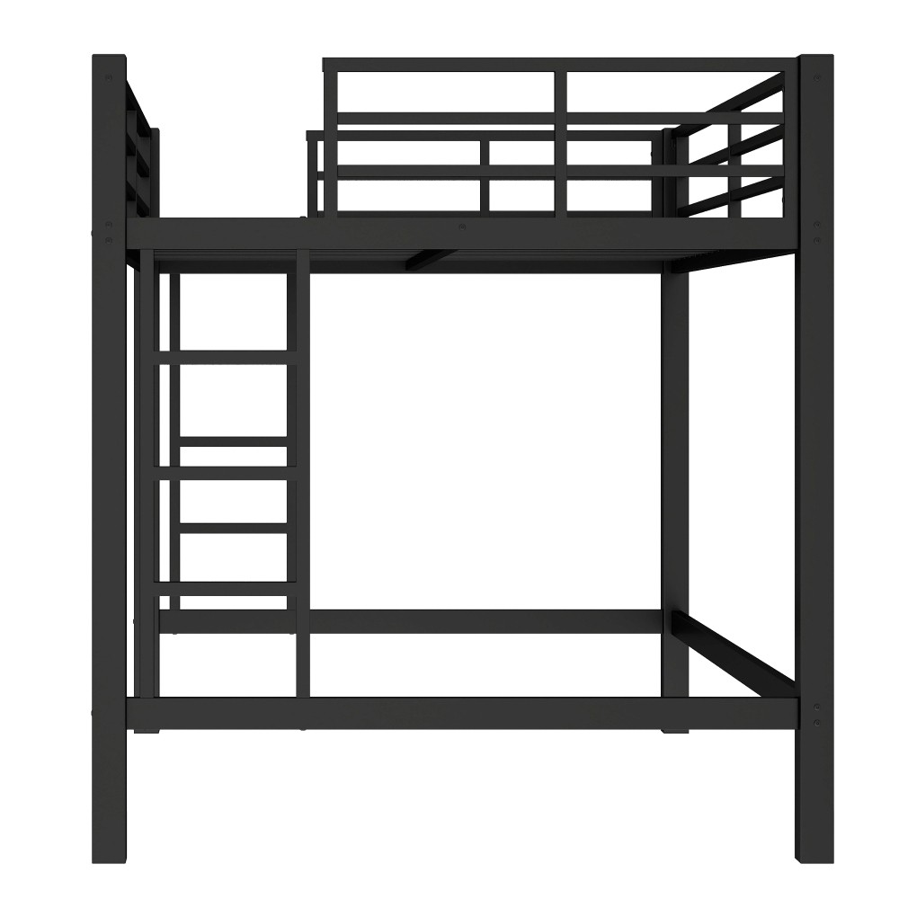 Full Queen Metal Loft Bed Frame with Safety Guardrails & Ladder for Teens Adults