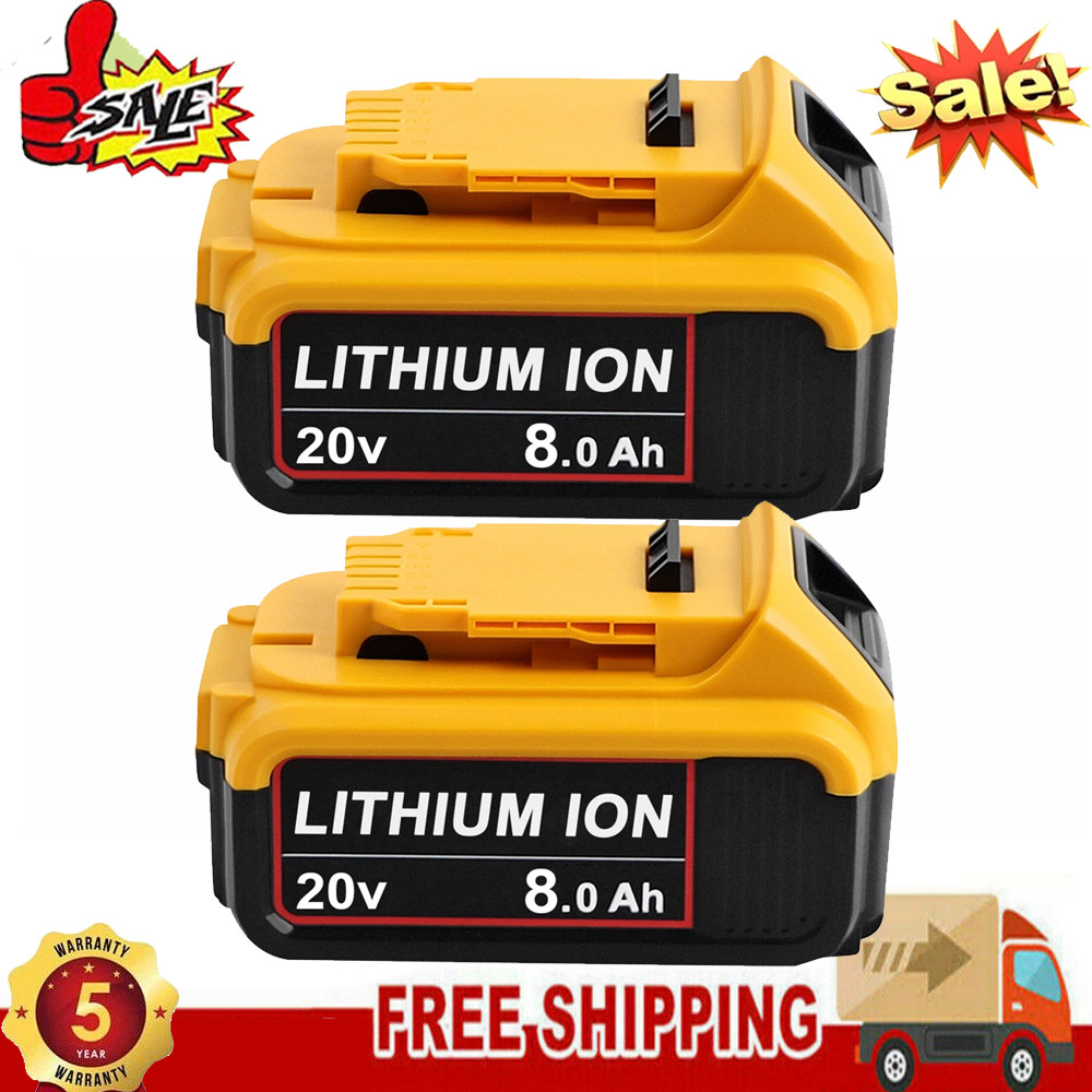 2Pack Lithium Ion Battery For DeWalt 20V 20 Volt Max 8.0AH DCB205 DCB206 DCB200