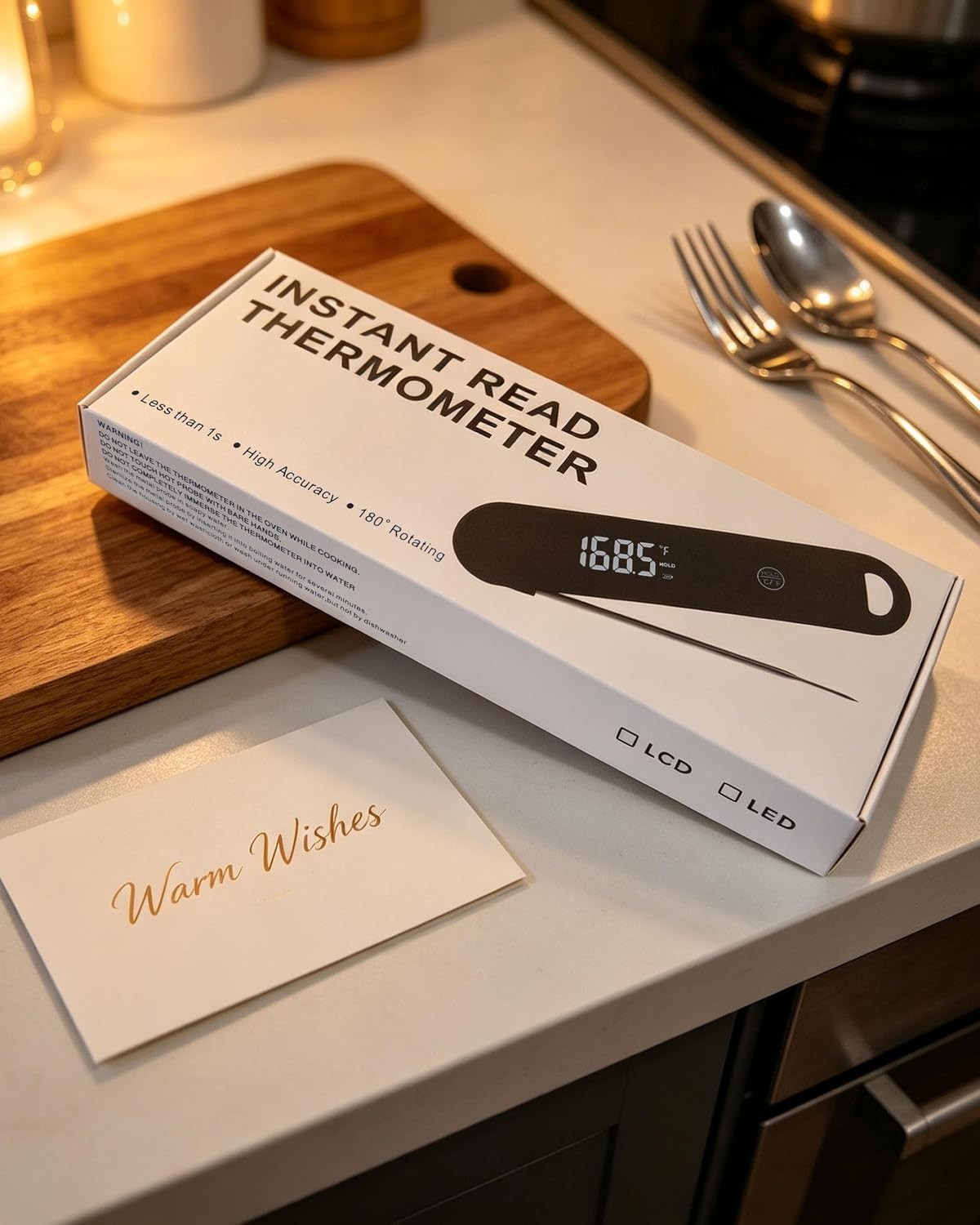 Meat Thermometer | 180° Auto-Rotating LED Display, 0.5-Second Read, Dual-batt…