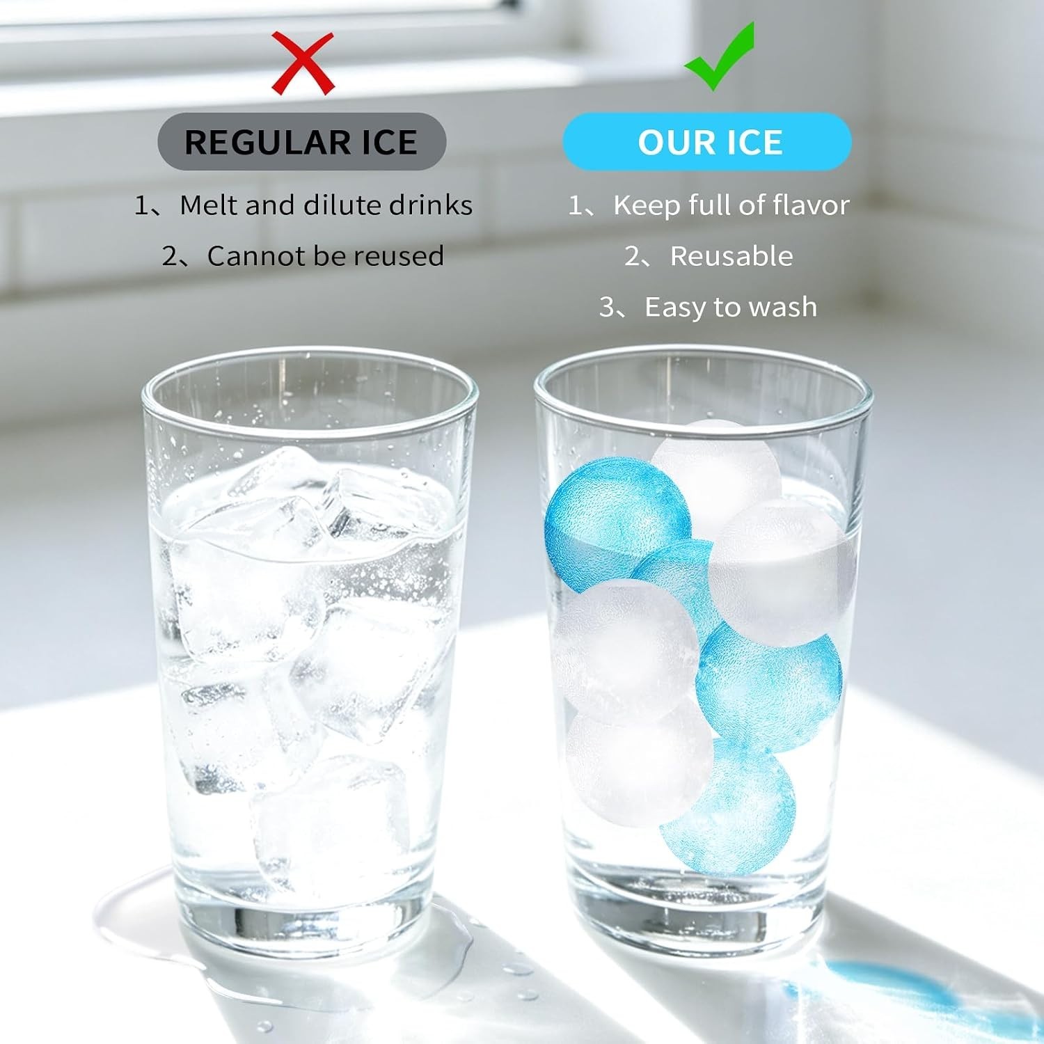 Reusable Ice Cubes Coolers Zero Refreezable Ice Cubes Set W/ Storage Bag