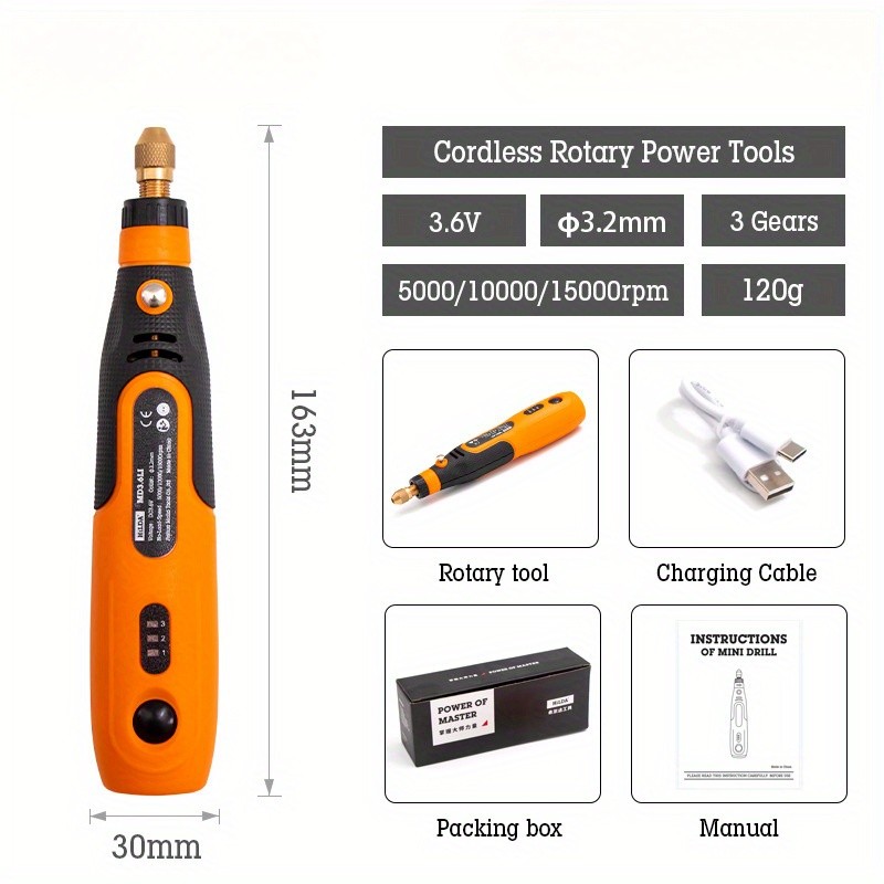 48pcs 3.6V Mini Cordless Rotary Tool Kit 3 Variable Speeds w/46pcs Accessories
