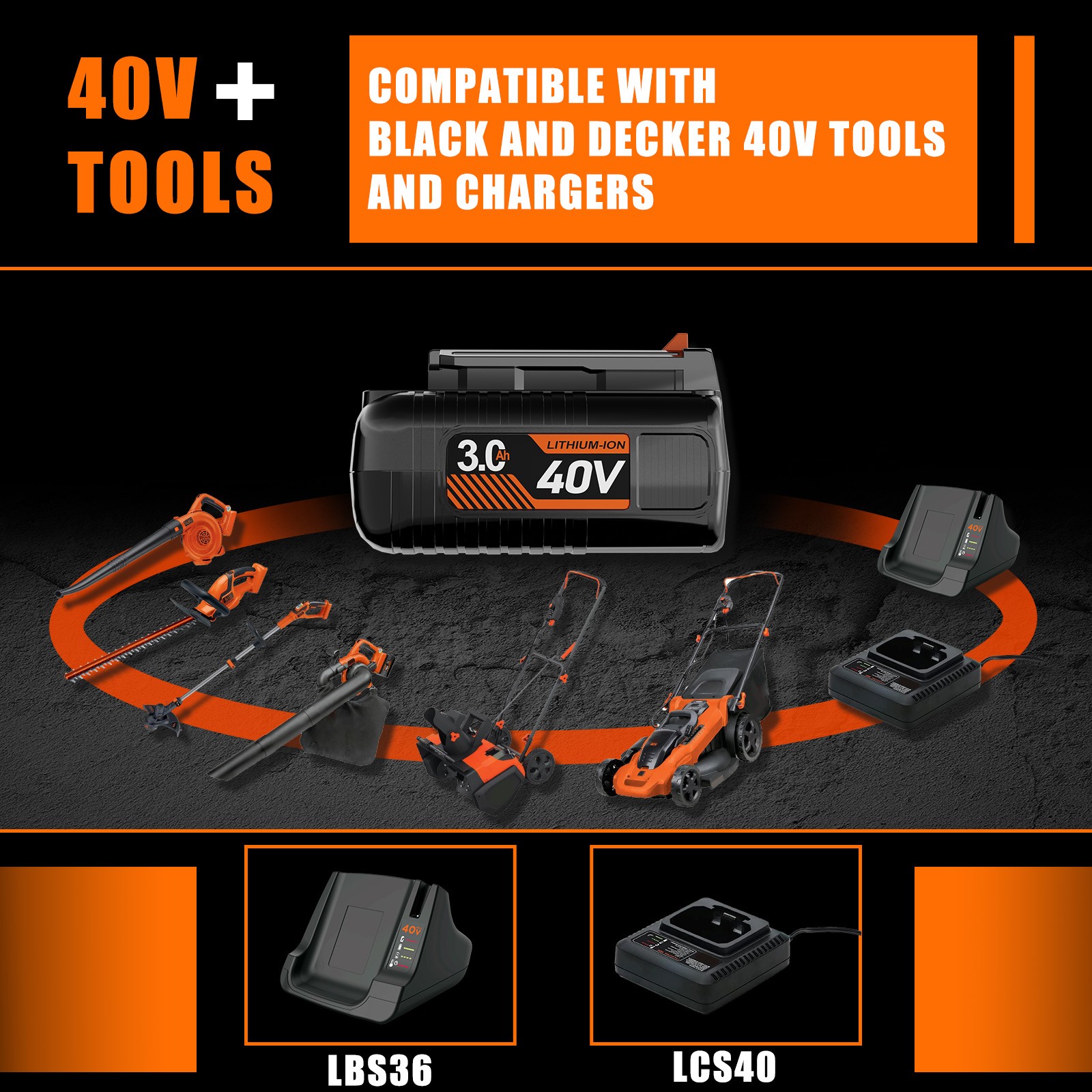 For Black Decker 40V Battery 40Volt Max Lithium 3.0AH LBX2040 LBXR36 LST136