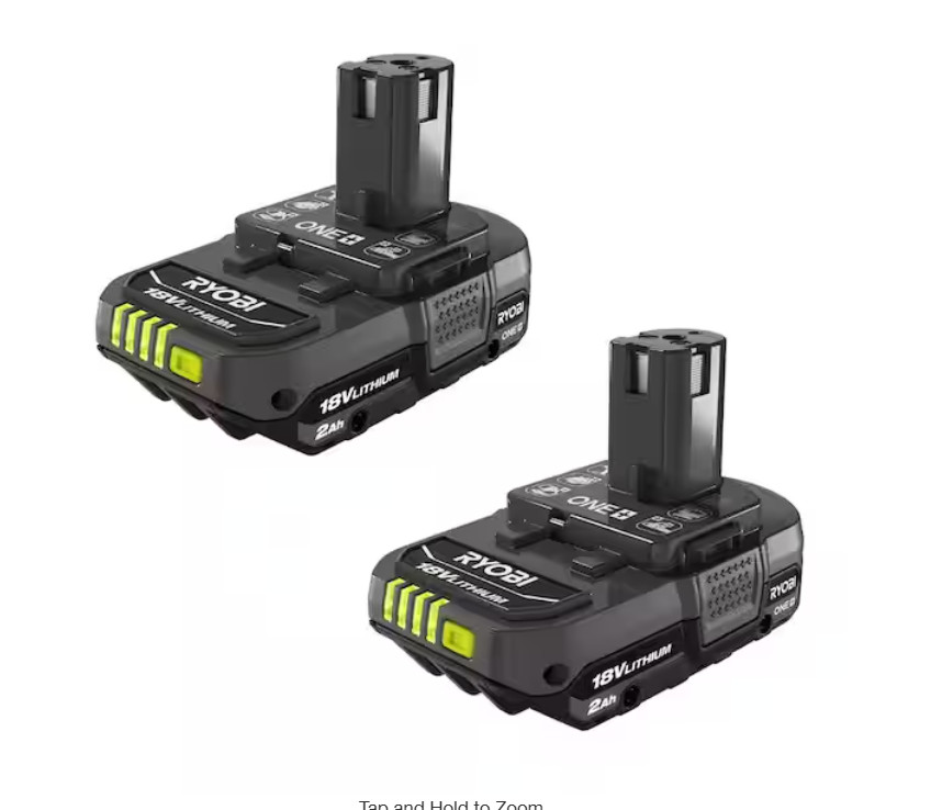 Ryobi PBP006 ONE+ 18V Lithium-Ion 2.0 Ah Compact Battery (2-Pack)