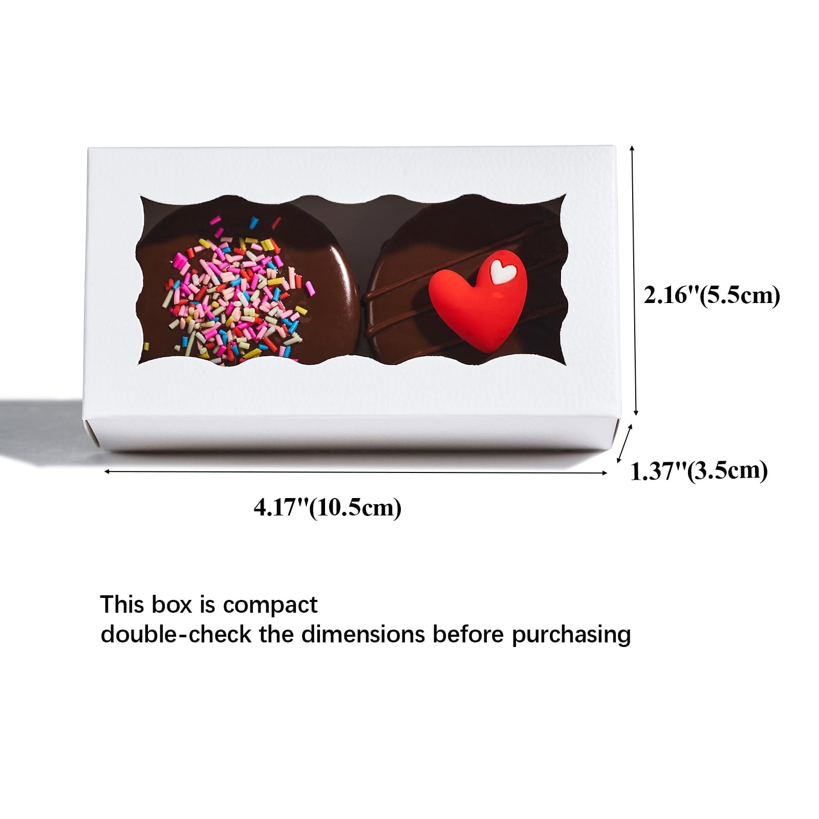 100 PCS Small Treat Boxes White Candy Box Window 4.17×2.16×1.37 Inch Macaron
