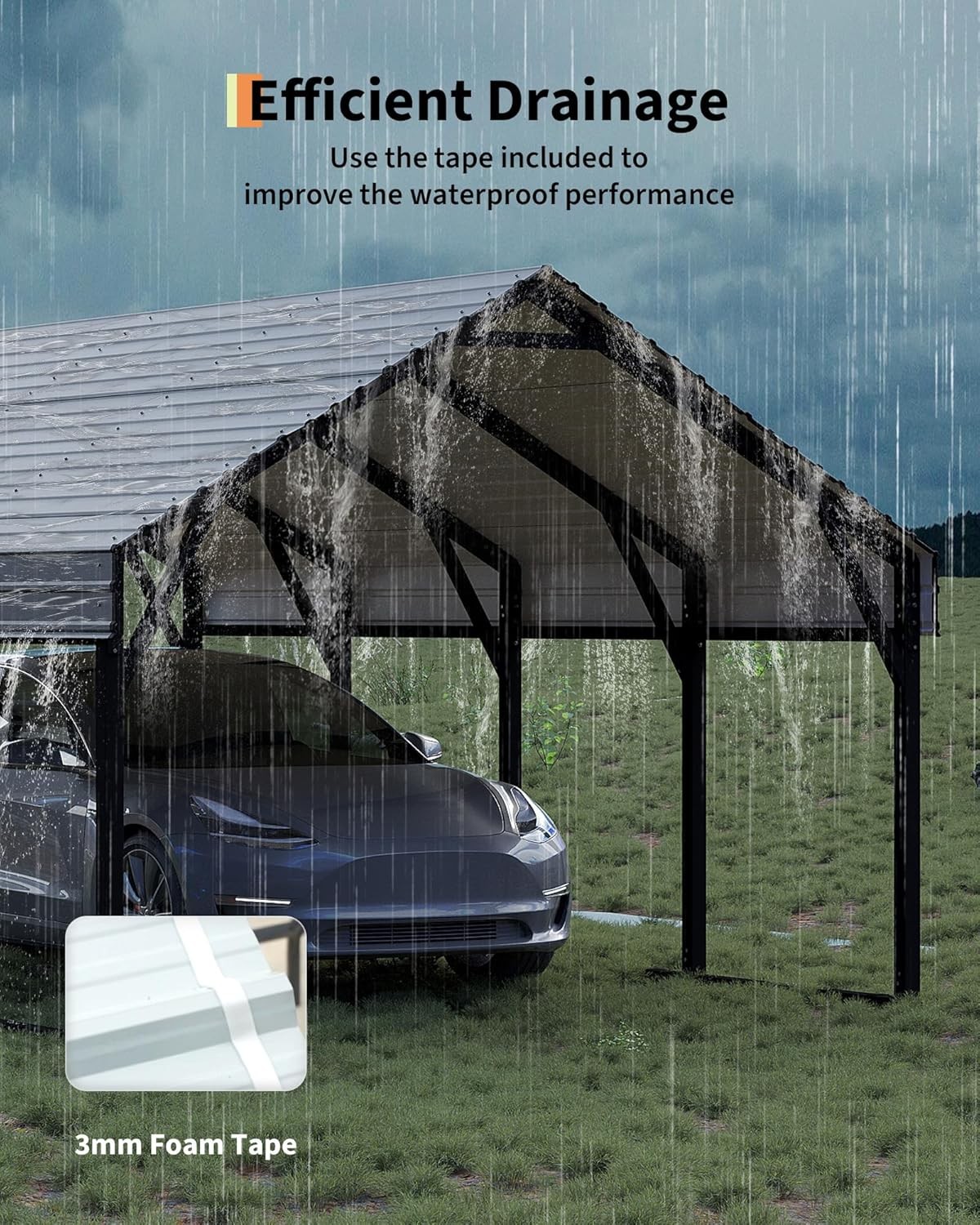 12x20FT Metal Carport Heavy Duty Reinforced Steel Roof All-Weather Shelter Cars