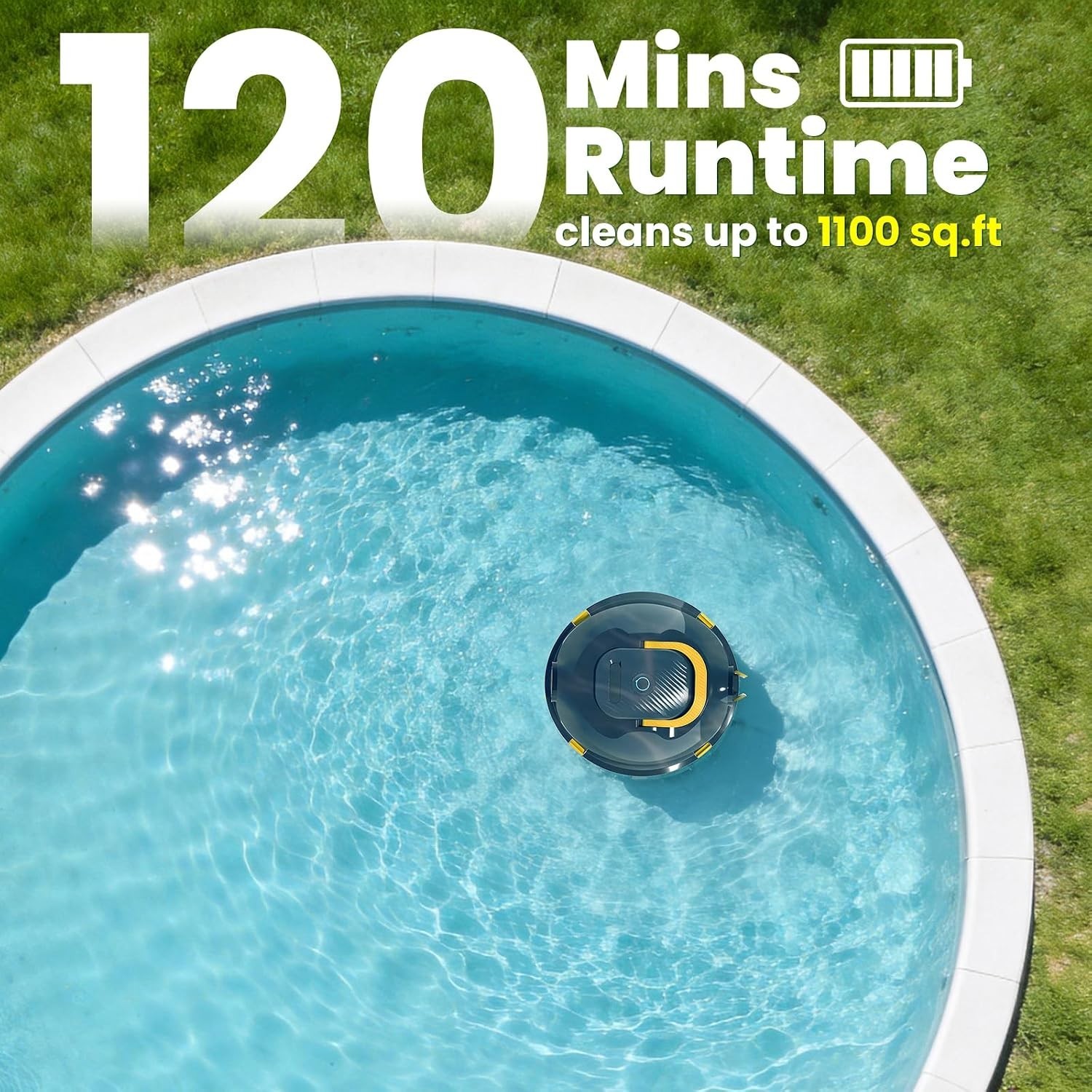 Portable Robotic Pool Cleaner – 2.2L Capacity with Advanced Filtration System