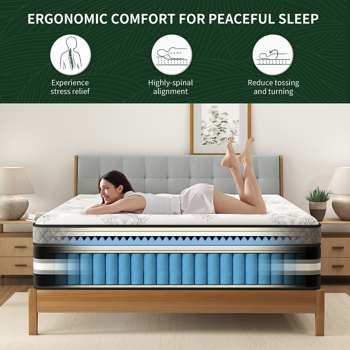 12″14″ Mattress Twin Full Queen King Size Gel Memory Foam Pocket Spring in a Box