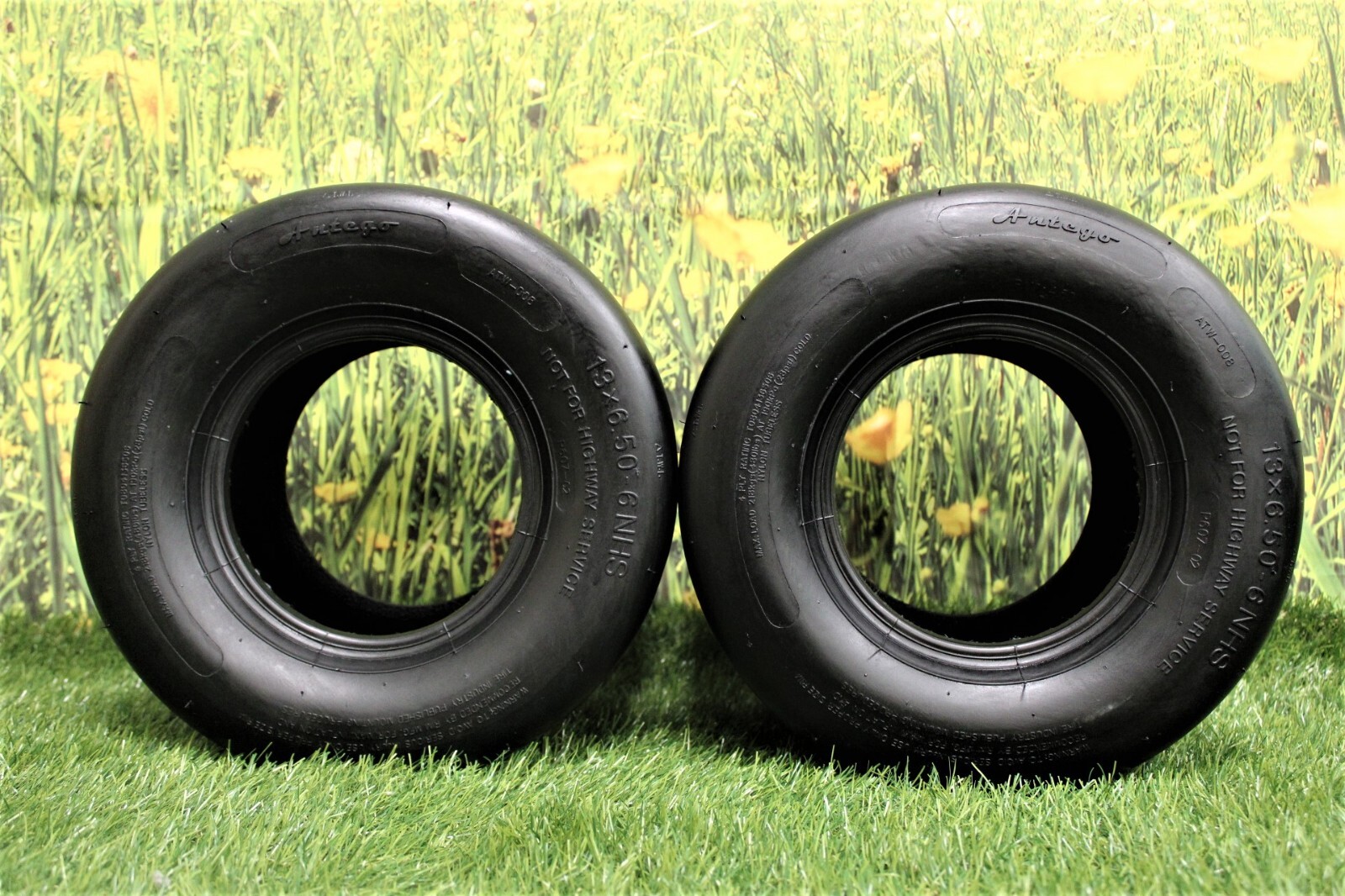 13X6.50-6 4 Ply Turf Tires for Lawn & Garden Mower (Set of 2)