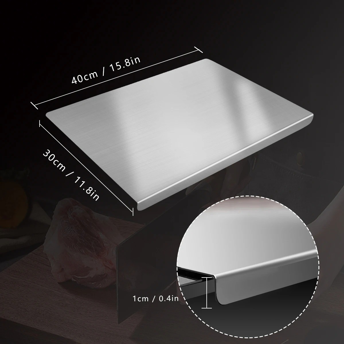 304 Stainless Steel Chopping Board Large with Lid Non Slip for Kitchen Counter