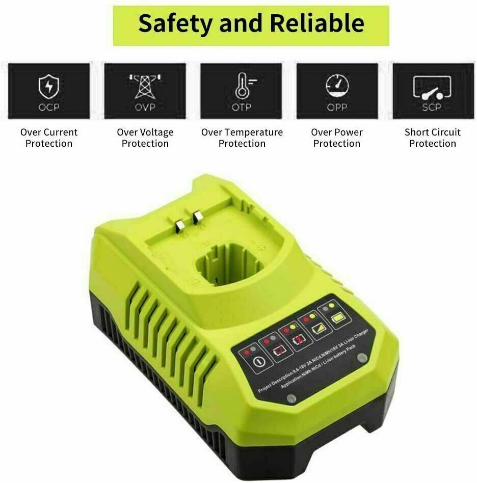 18V Power Tool Charger with Lithium Batteries for Ryobi One Ryobi P102 , 2 Pack
