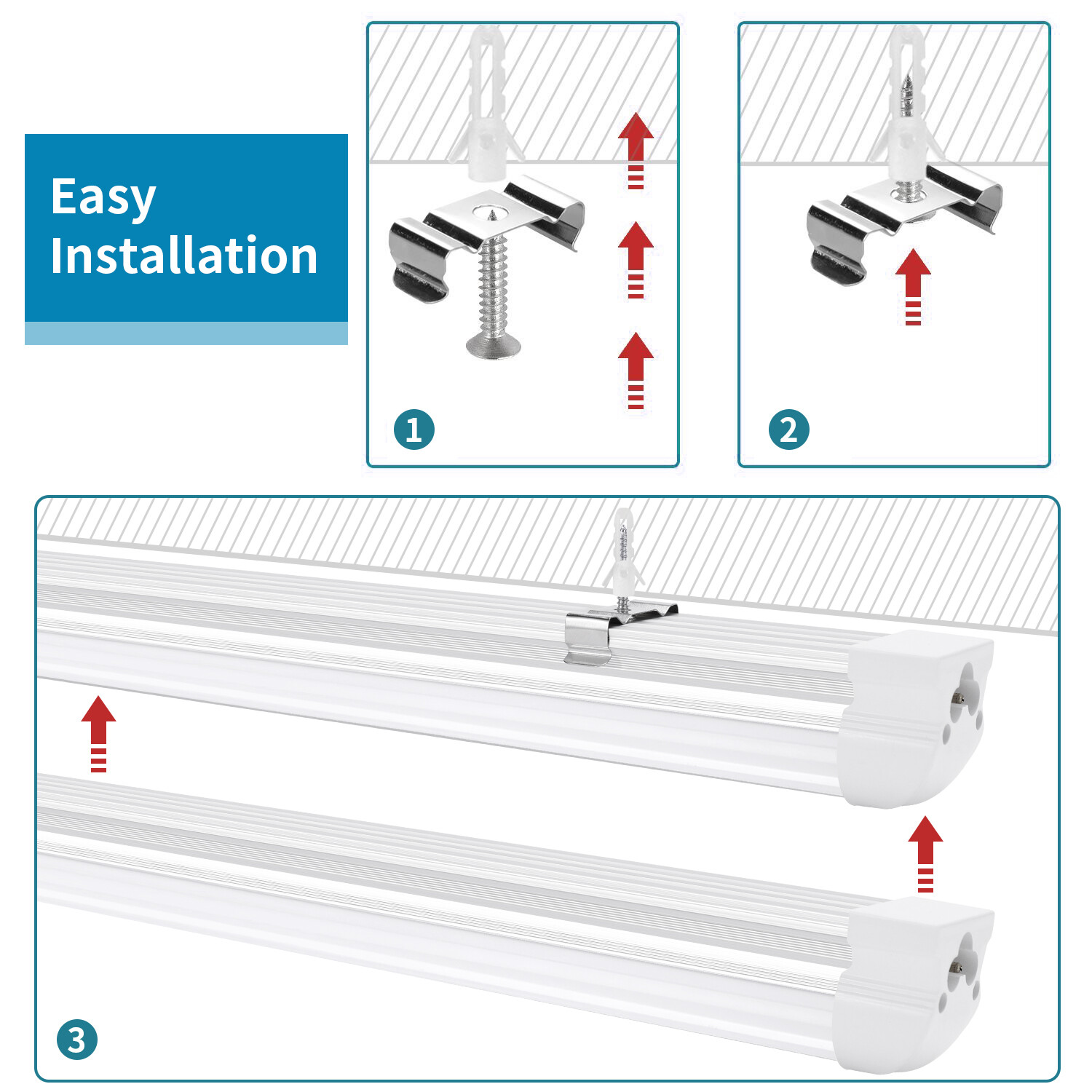 8ft Linkable Led Shop Light Fixture, T8 Integrated 8 Foot Led Tube Light Bulbs
