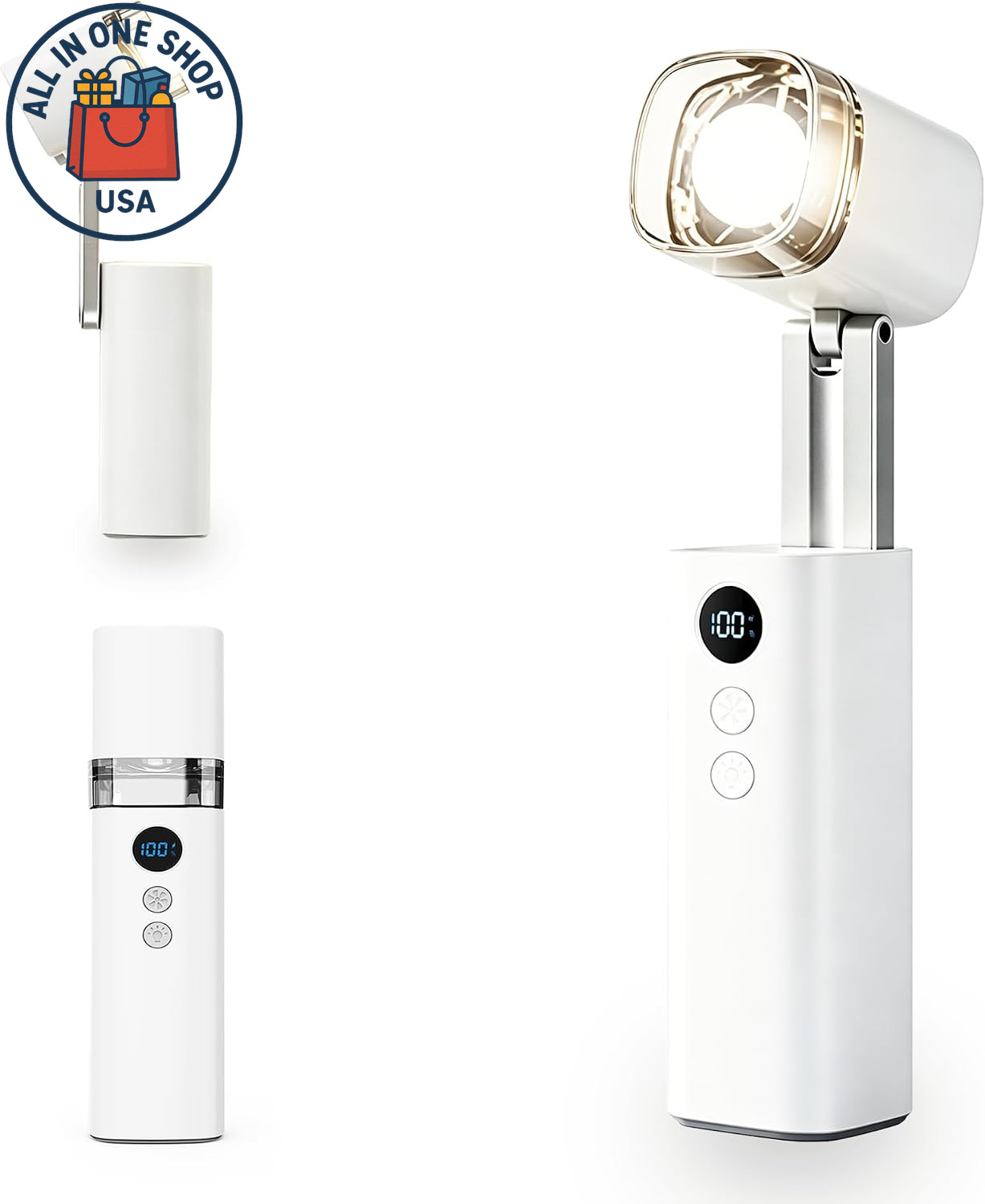 Portable Handheld Fan with Stepless Speed Control and Rechargeable Battery