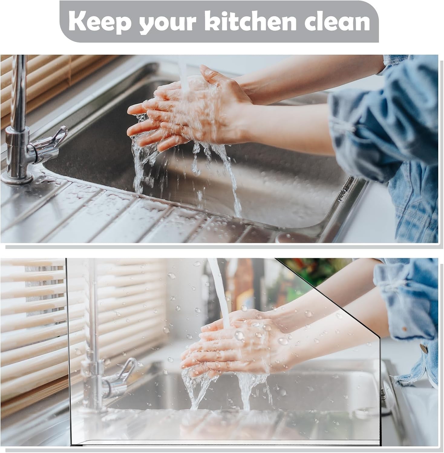Vesici 2 Pcs Clear Acrylic Sink Splash Guard 23.625″ Freestanding #R033