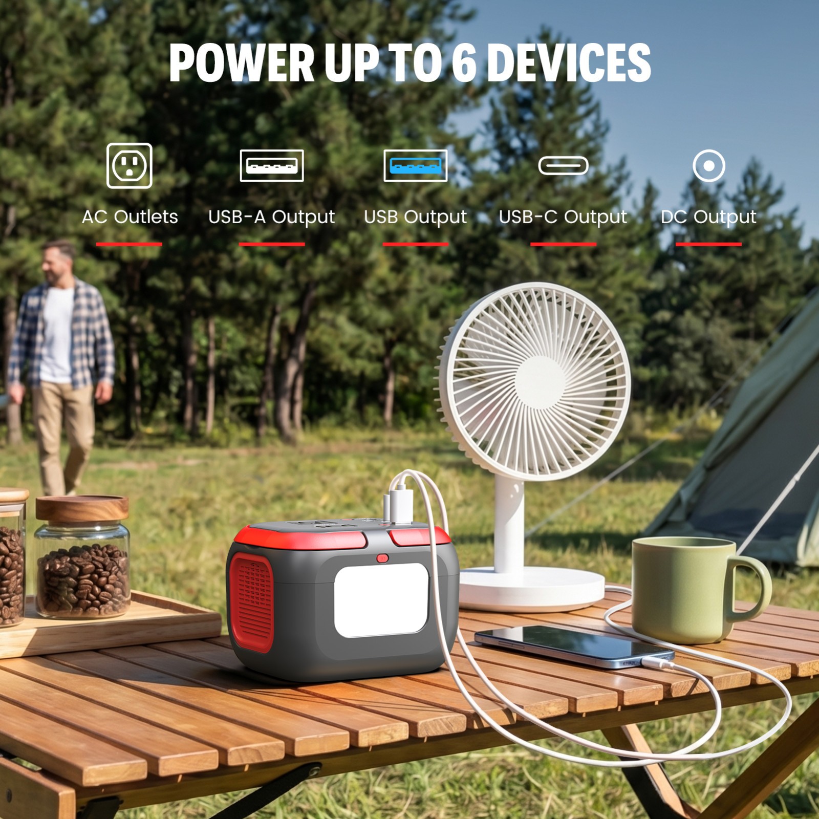 100W Power Station Battery Pack AC+DC+USB+PD65W Portable Charger Solar Generator