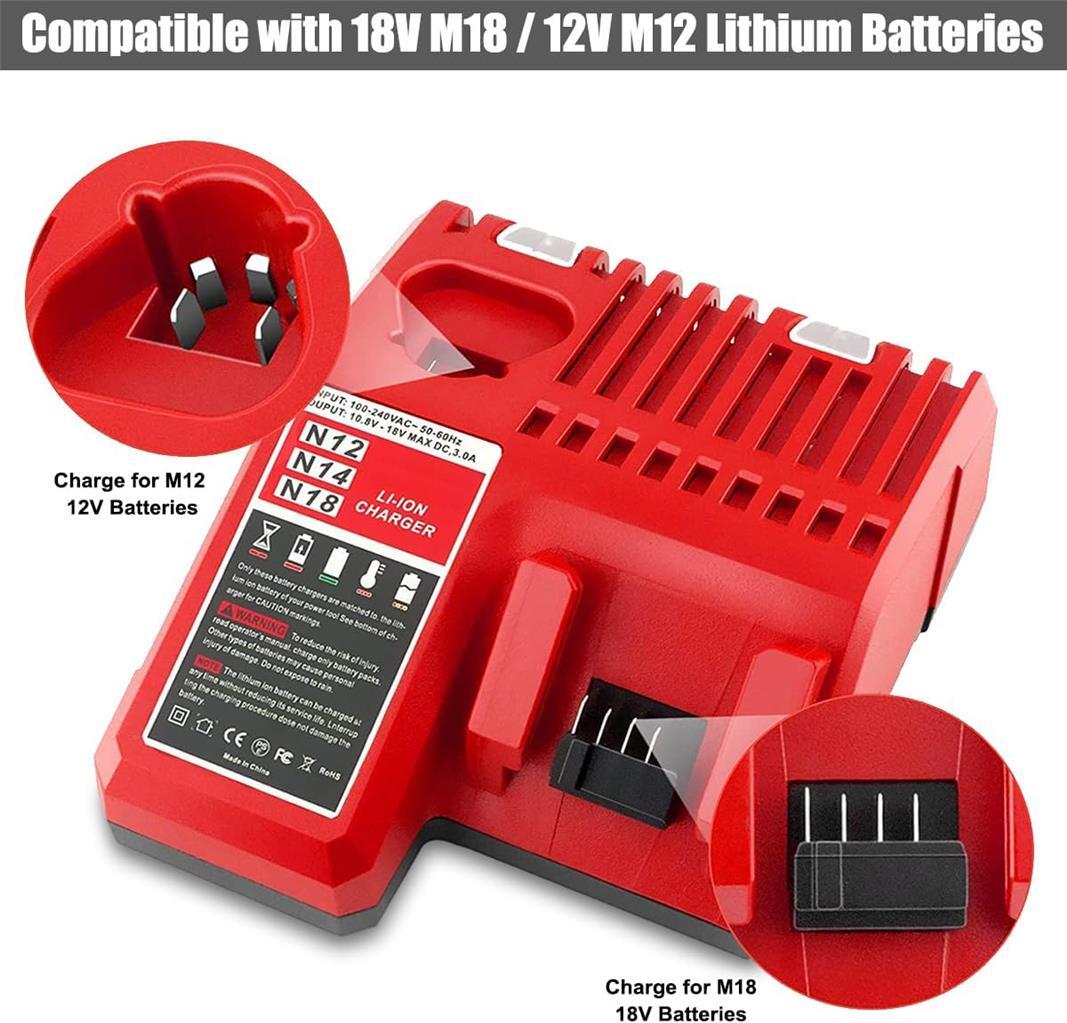 2 PACK 6.5AH for Milwaukee 12V M12 6Ah Battery with Charger Combo 48-11-2460