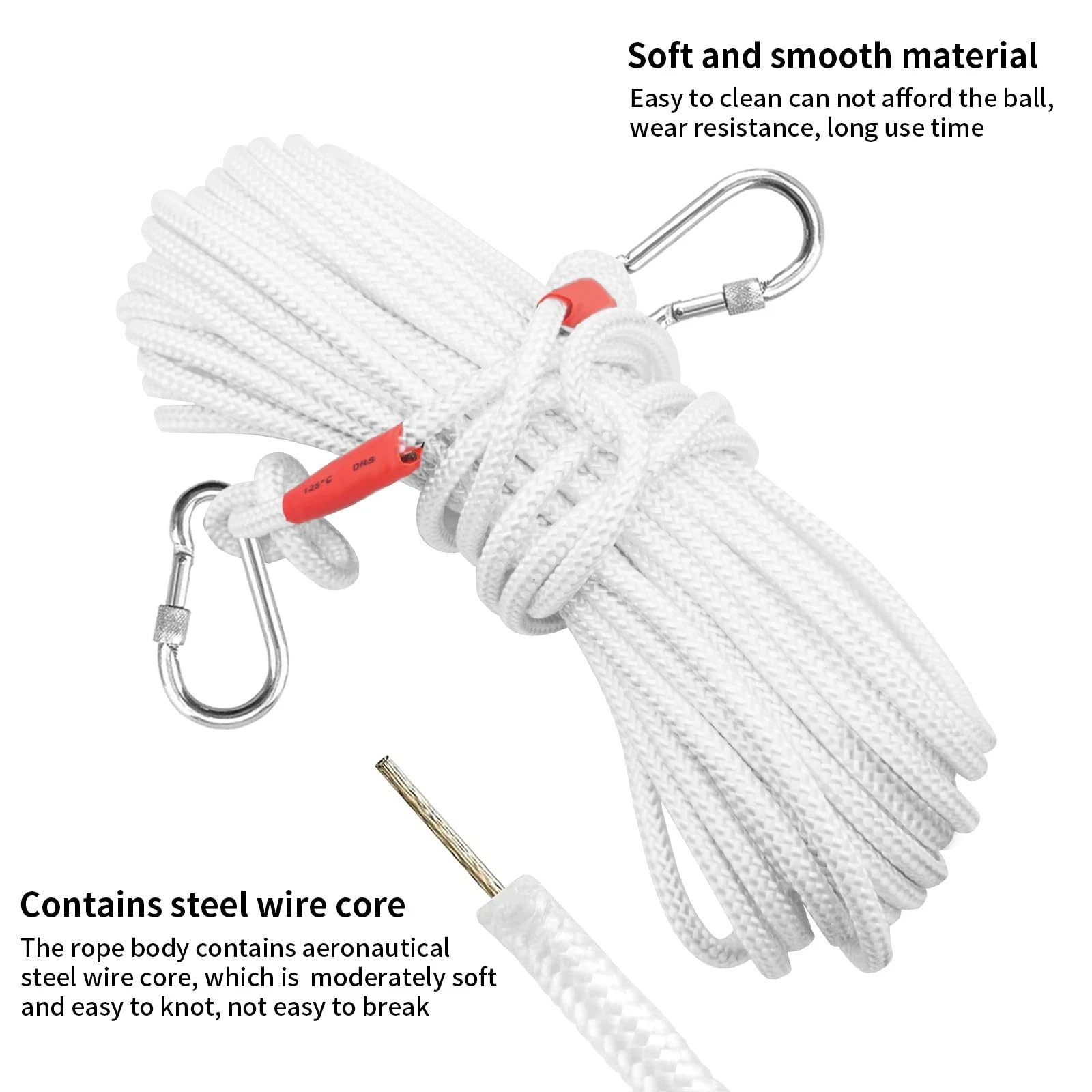 5/16″ x 66 ft Wire Center Flagpole Rope, White Braided Polyester Flagpole Hal…