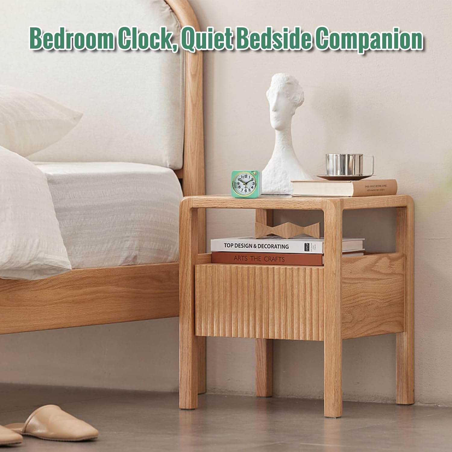 Ultra Small Battery Analog Travel Alarm Clock, Retro Bedside Table Clocks for Be