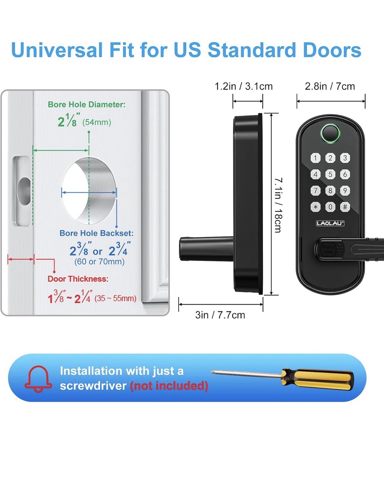 B04 Fingerprint Electronic Door Lock with Keypad and Handle – Keyless Entr