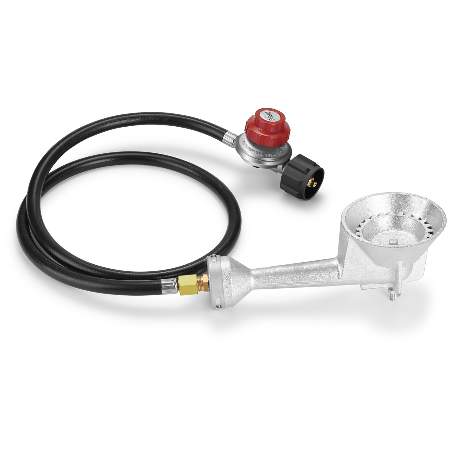 High Pressure Propane Cast-Iron Round Burner 4FT Regulator Hose & Fitting