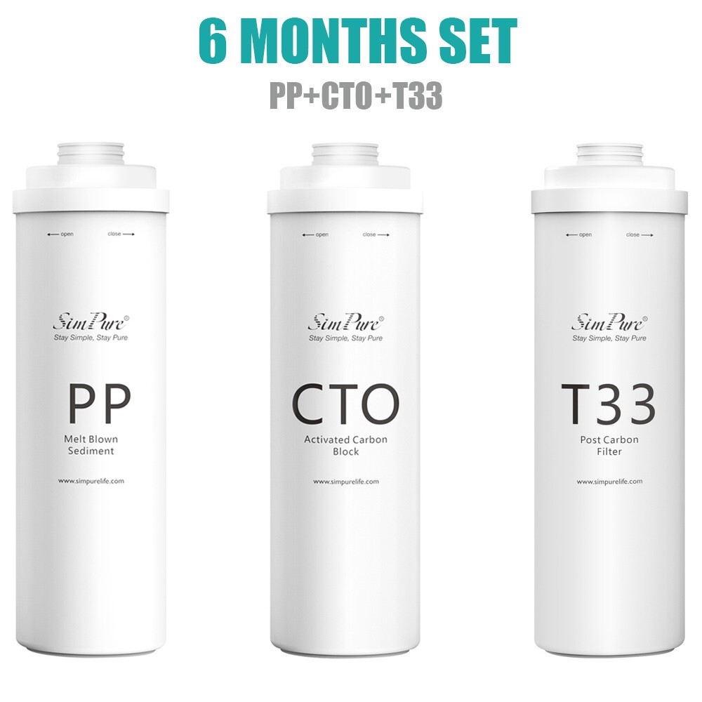 6 MONTH SimPure PP CTO T33 Water Filter Replacement For T1-400 RO System