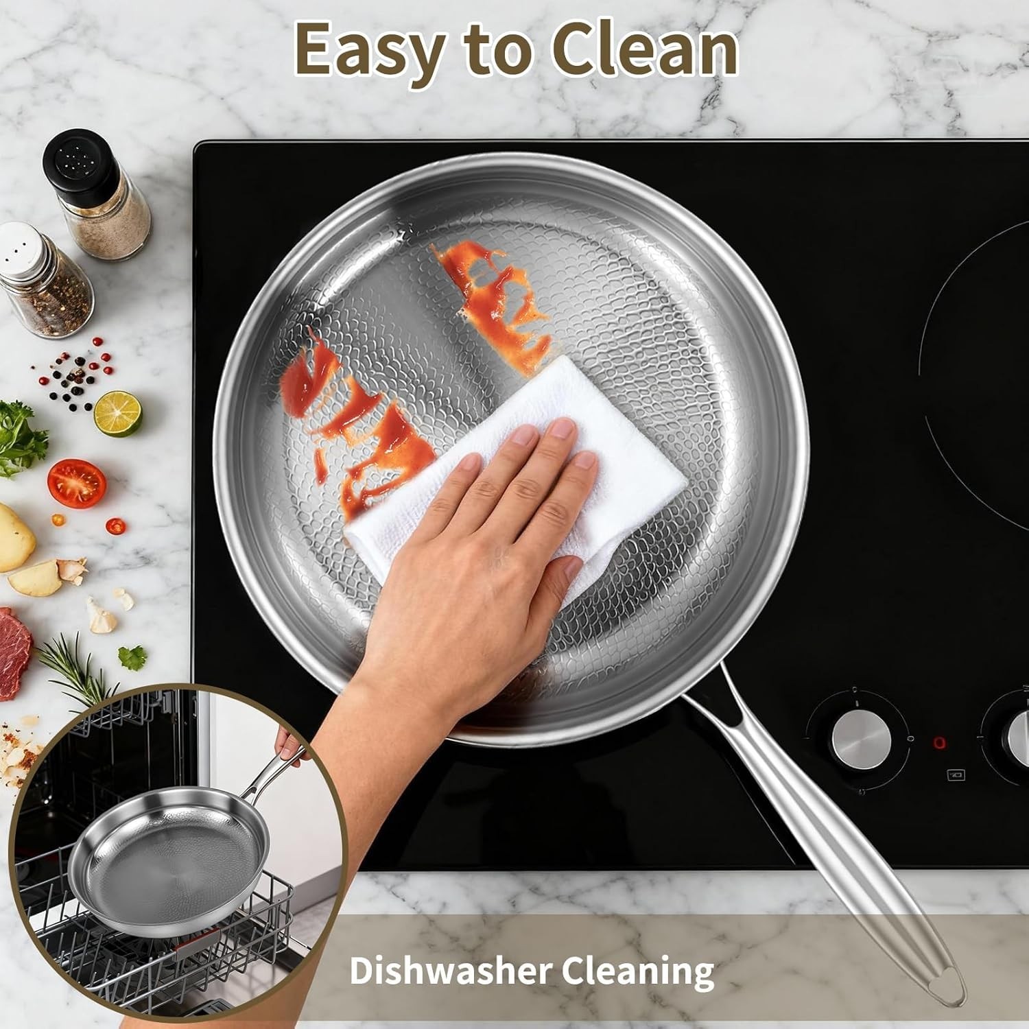 2025 New Titanium Hammered Pan Pro with Lid, Titanium Pans for Cooking -Durable