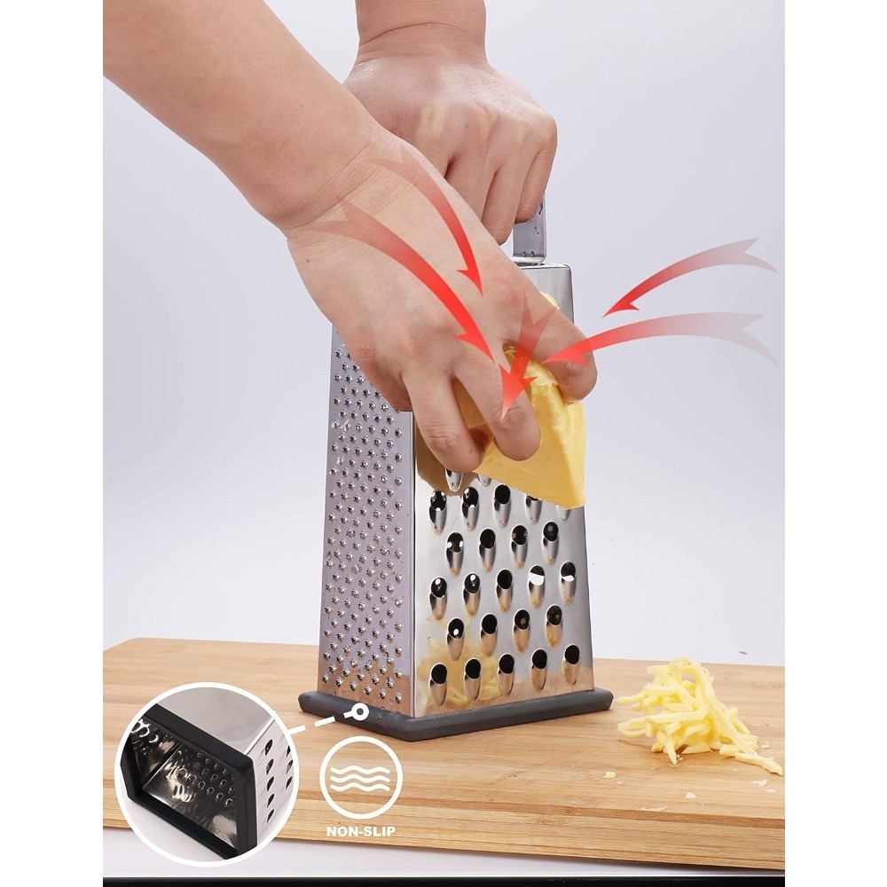 4-Sided Stainless Steel Cheese Grater Box Shredder for Vegetables Kitchen Food
