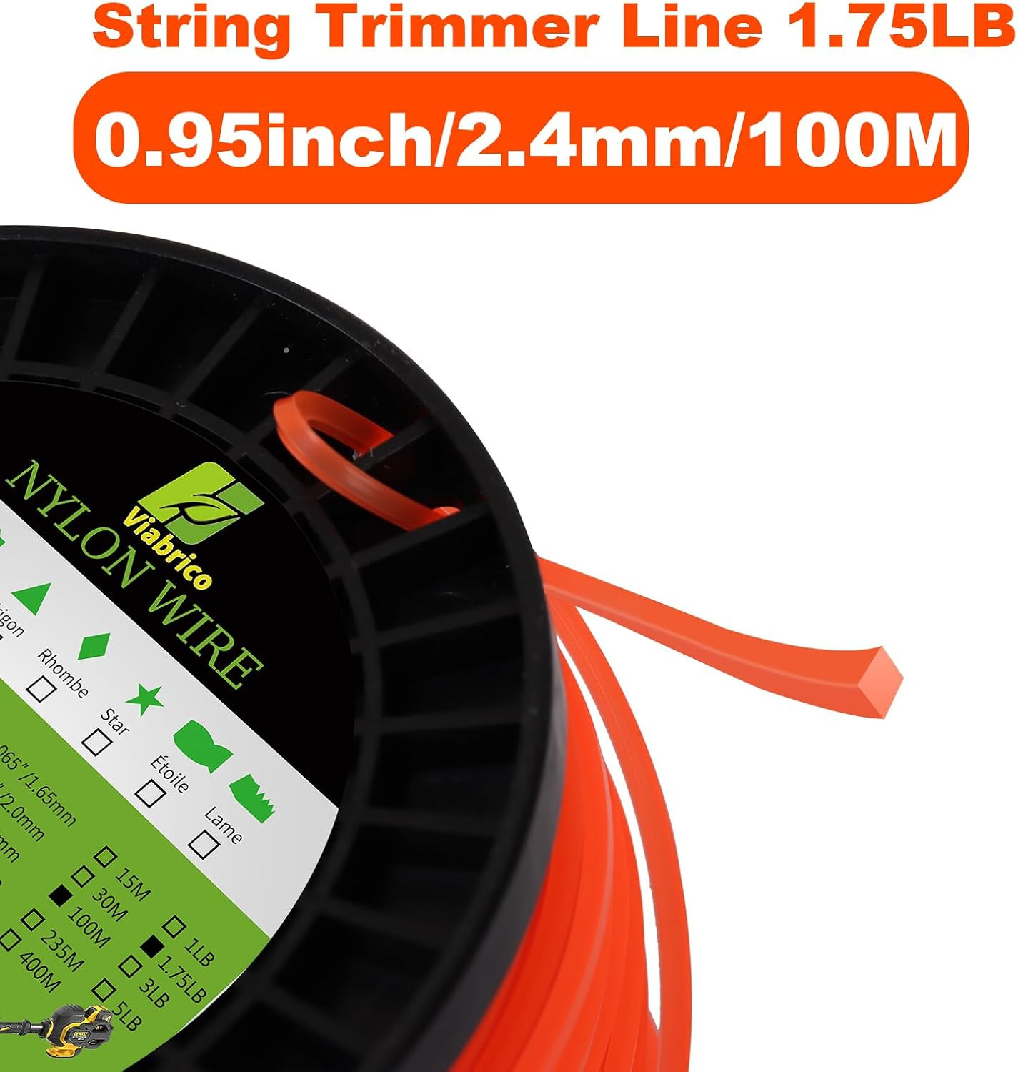 0.095″ Square Eater String 330FT Heavy Duty Nylon Trimmer Line Orange