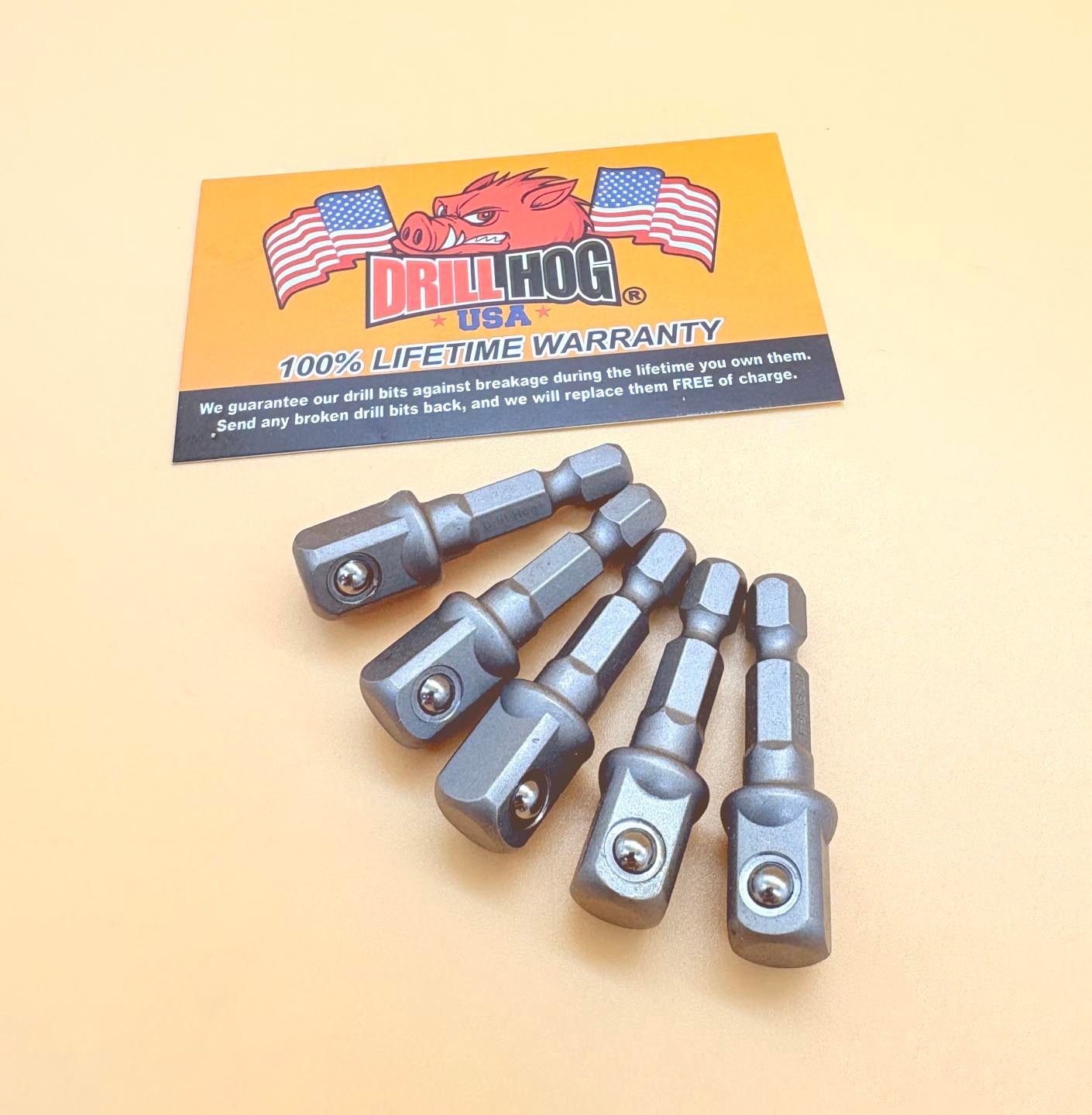 3/8″ x 1″ Socket Adapter Hex Shank 3/8″ Impact Driver Bits 5 Pack Drill Hog®