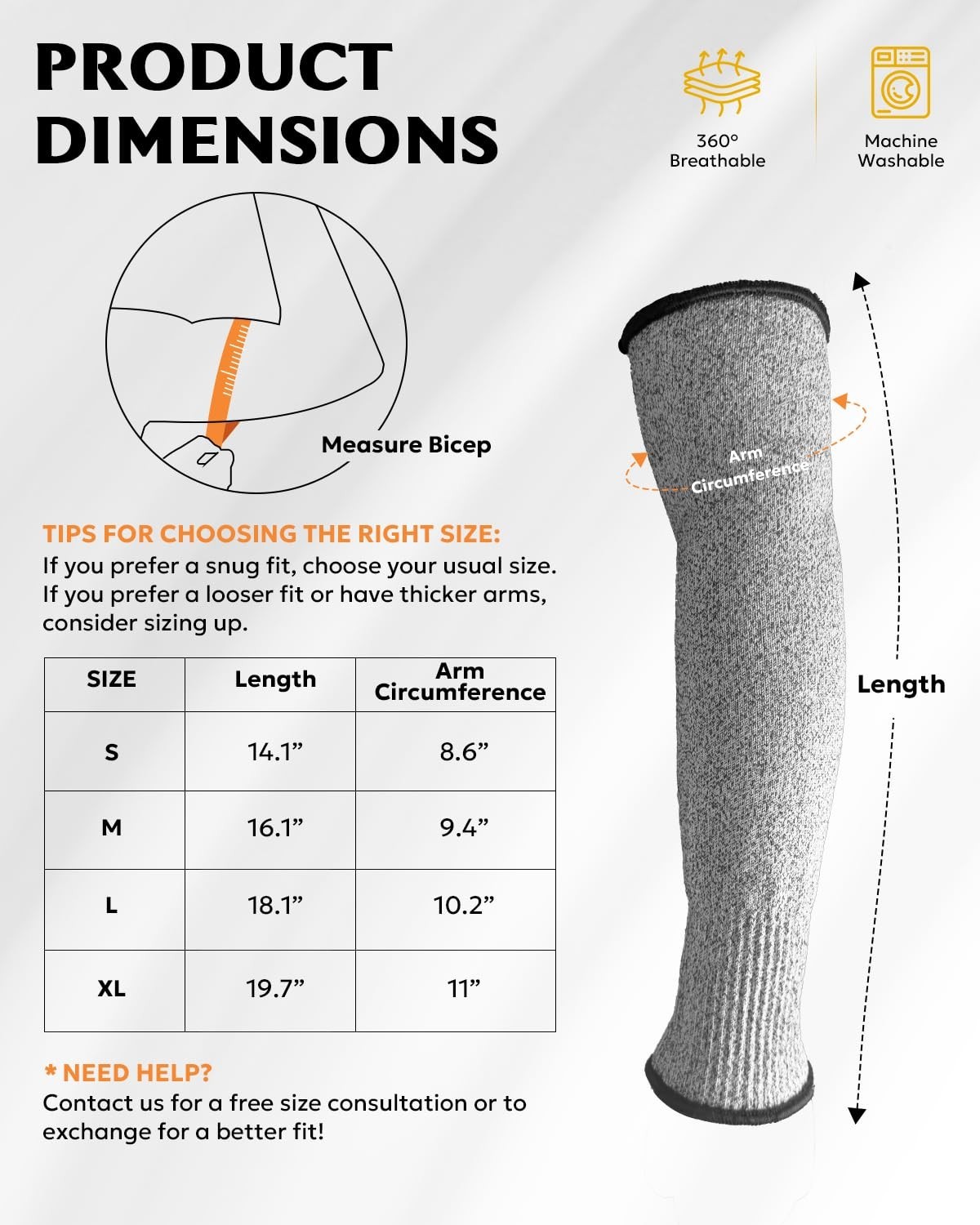 Evridwear Cut Resistant Sleeves with/without Thumb Hole for Work Preventing Stab