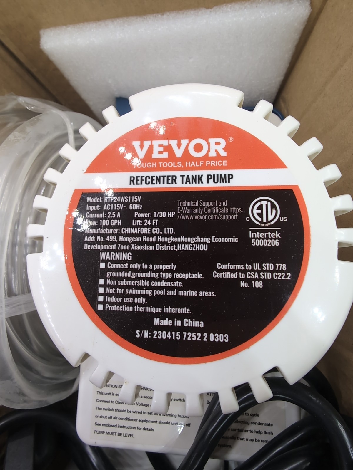 VEVOR Condensate Removal Pump 1/30 HP