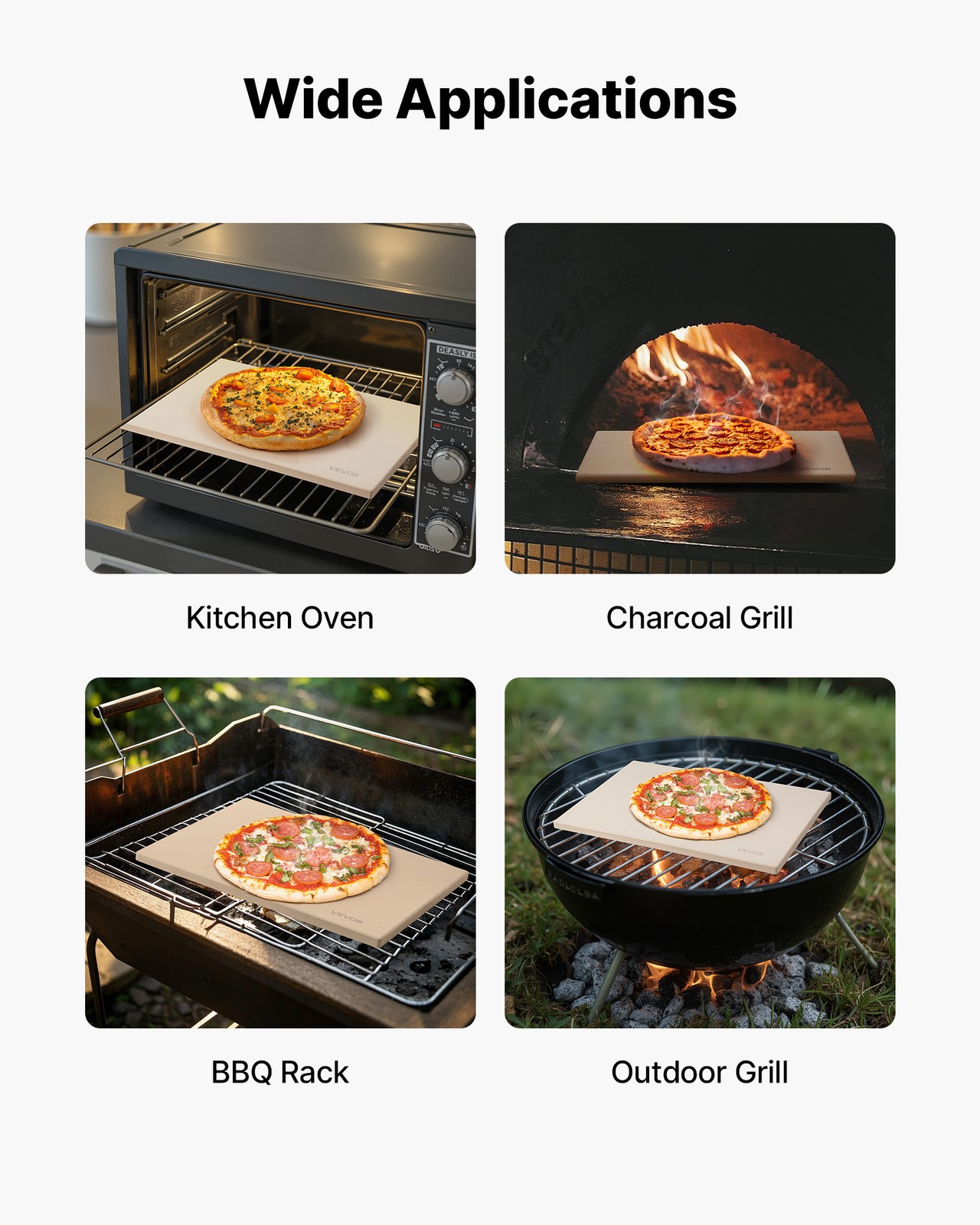 VEVOR Pizza Stone 20 x 14 in Rectangular Cordierite Stone for Baking Pizzas