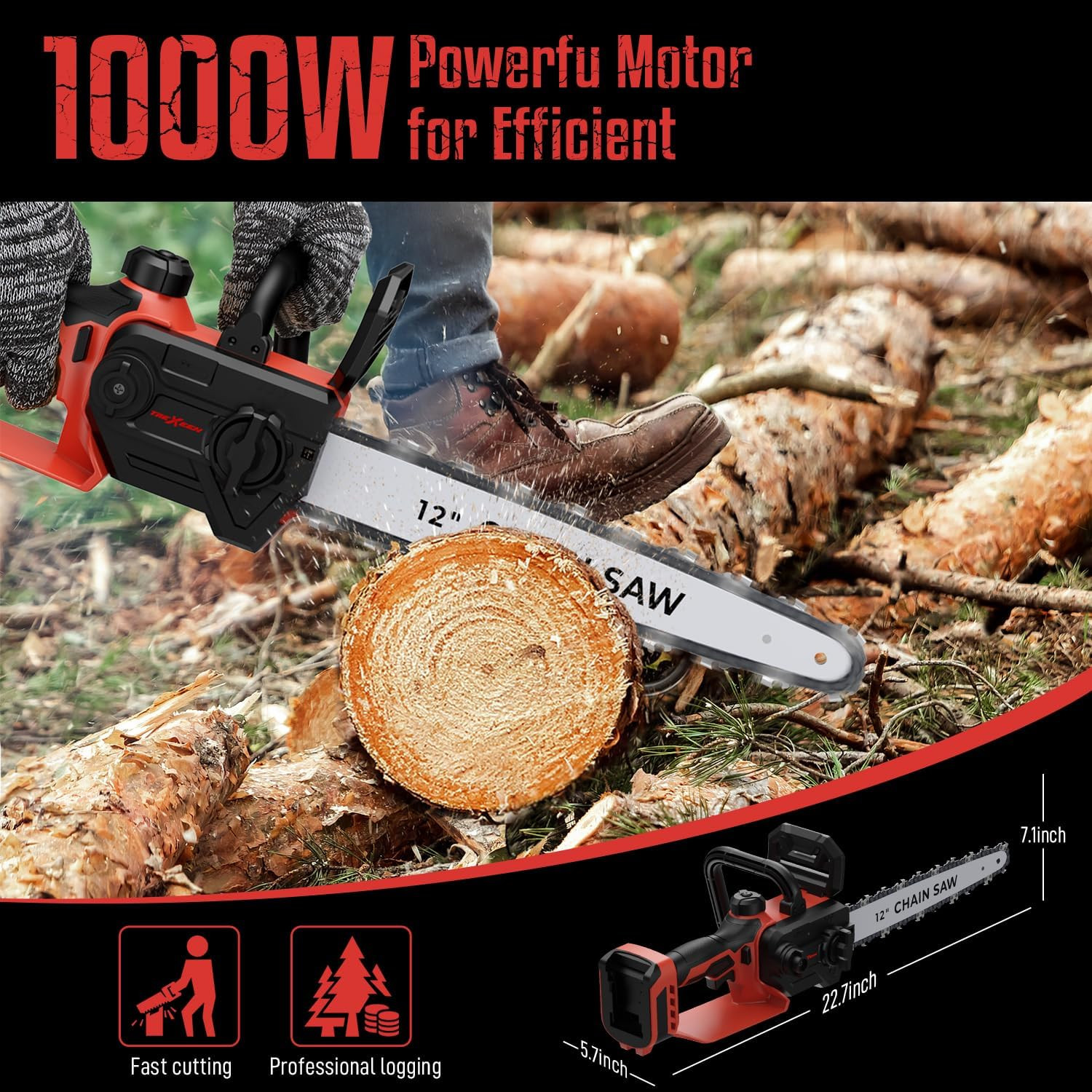 Mini Chainsaw for Milwaukee M18 Battery, 12 Inch Electric Chainsaw Cordless with