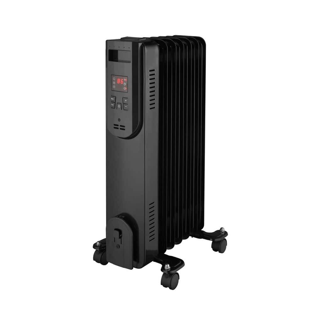 Konwin 1500W Oil Filled Radiator Space Heater Black Indoor w Remote Control