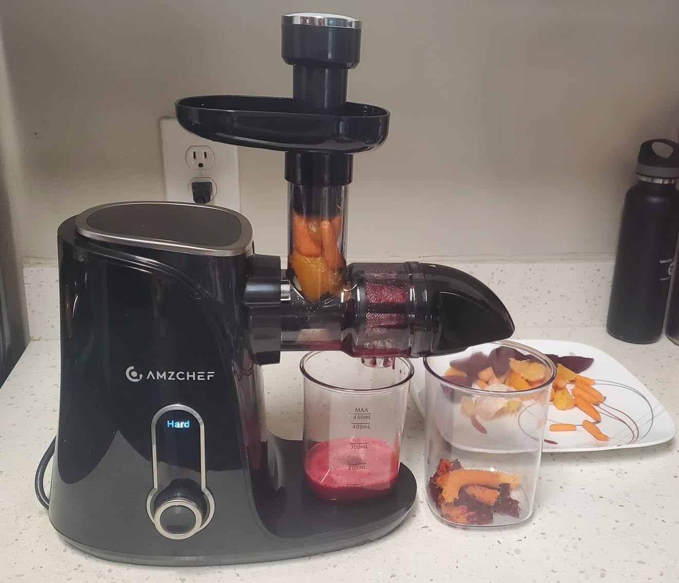 Juicer Machines,AMZCHEF Slow Cold Press Juicer with 2 Speed Modes,Travel bottles
