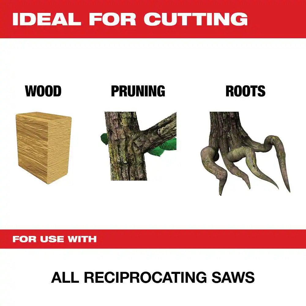 9 In. 3 TPI Pruning Carbide Teeth Wood Cutting SAWZALL Reciprocating Saw Blade (
