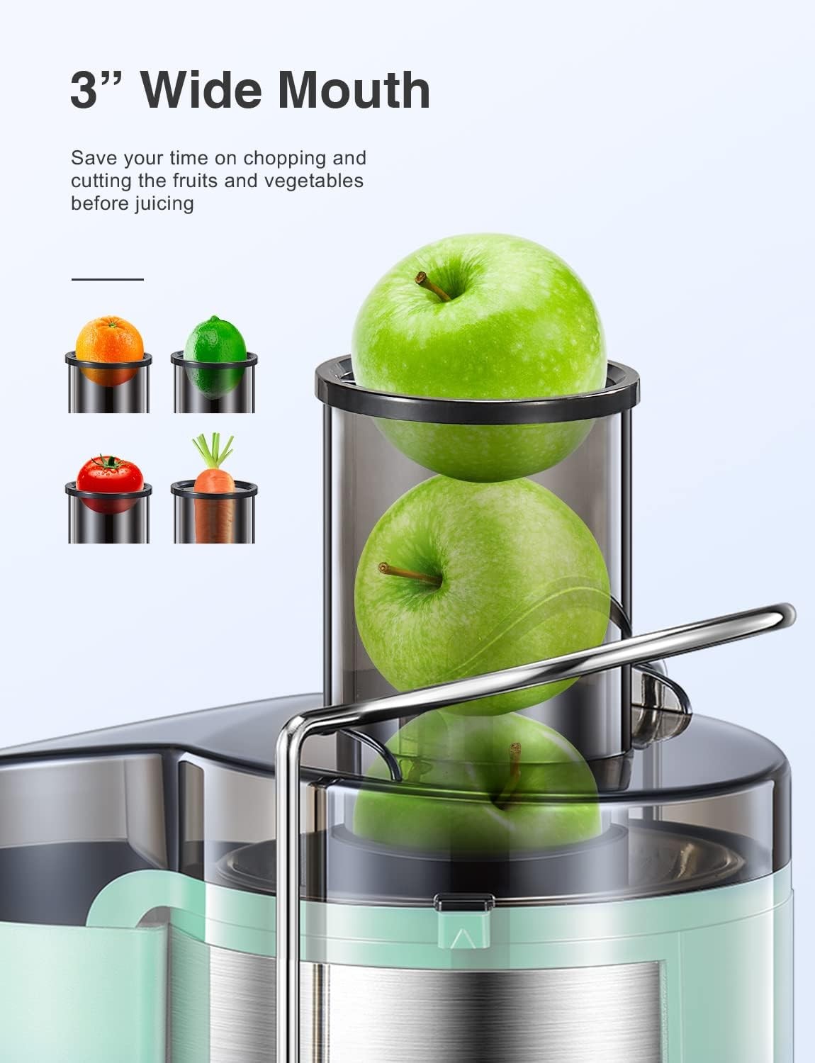 500W Centrifugal Juicer Machine Wide Mouth 3” Fruit Vegetable Extractor