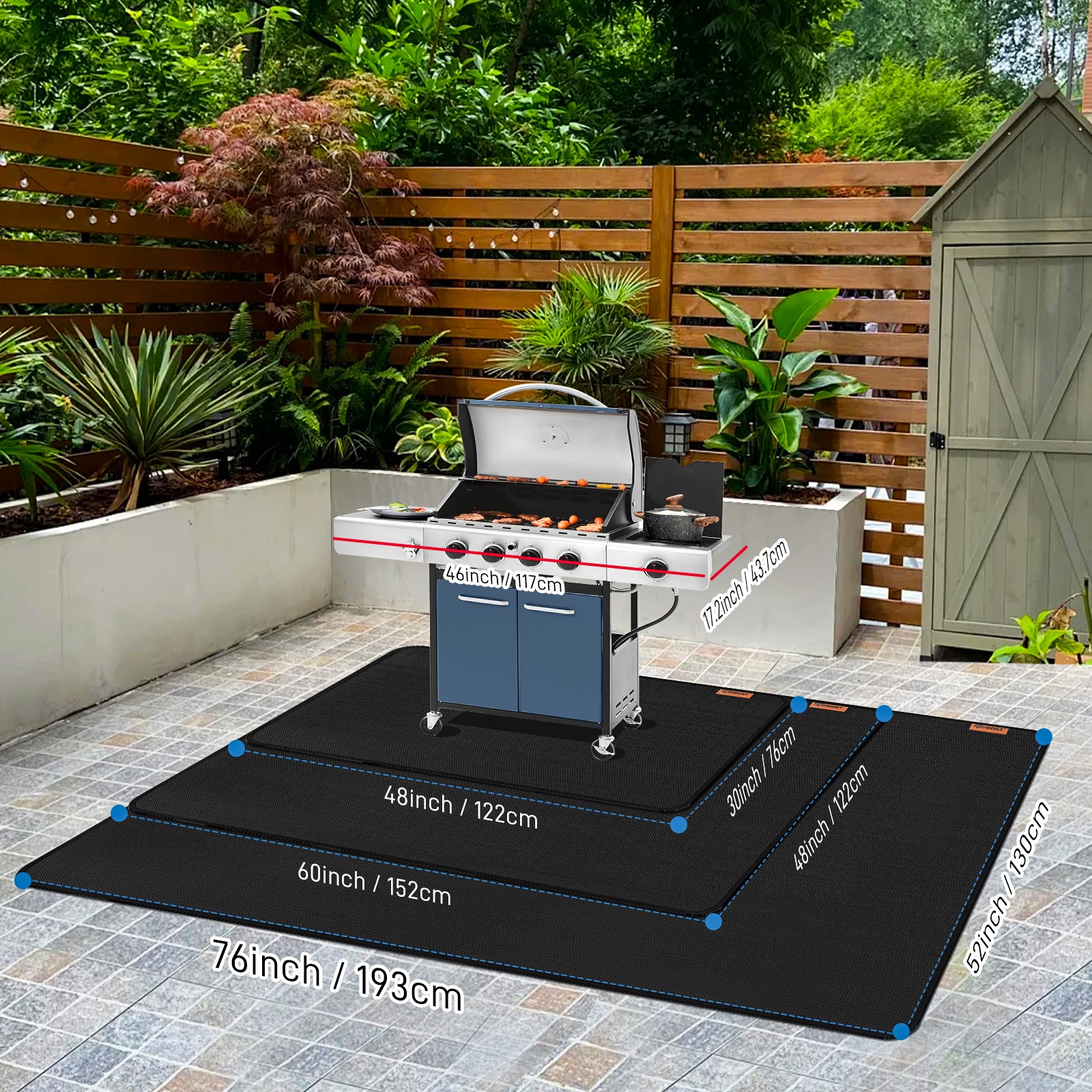 48x30in Fireproof Under Grill Mat for Blackstone Griddles – Protect Your Patio