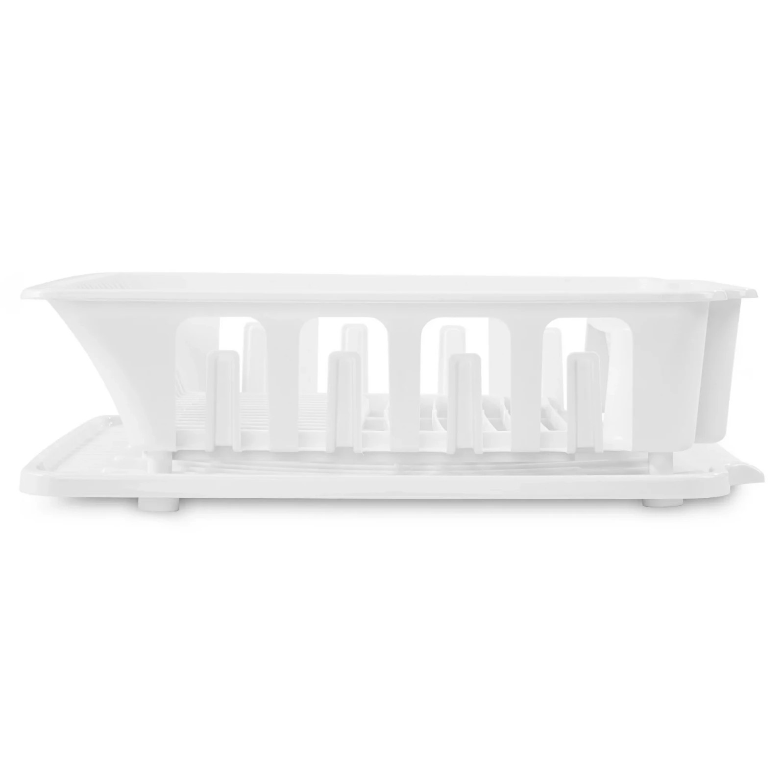 STERILITE 2-Piece Large Sink Set Dish Rack Drainer, White (18 L x 13 3/4″ W x 5