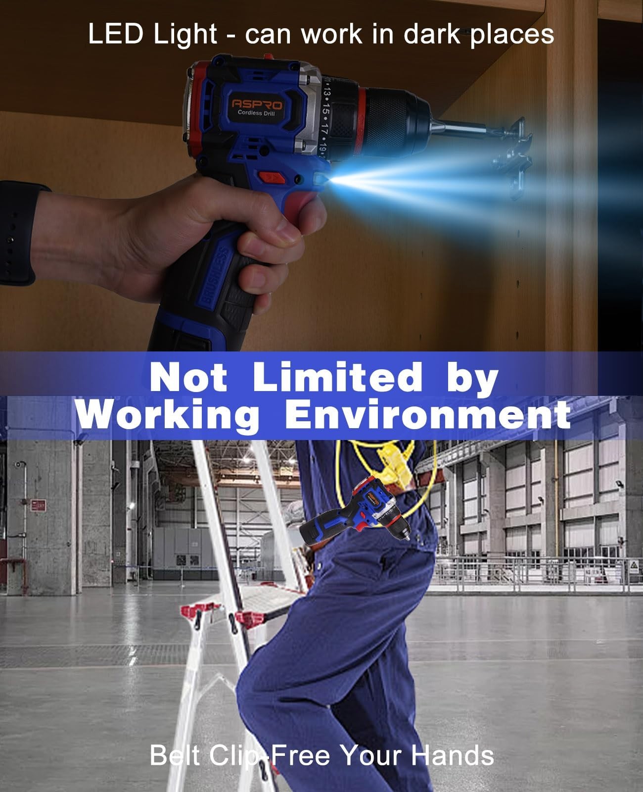 16.8V Cordless Drill Driver Set 25+3 Torque 2-Speed Power Drill w/ Battery & Kit