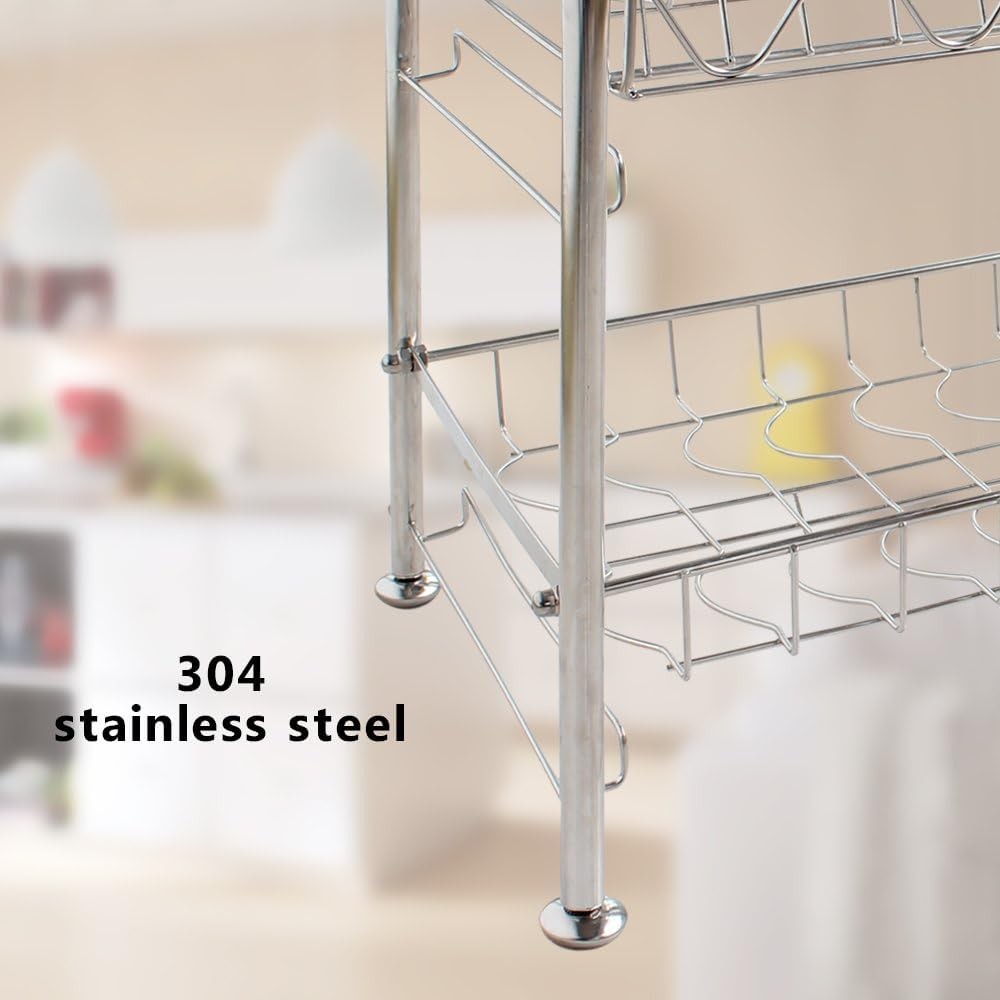 2Tier Dish Drying Rack Stainless Kitchen Dish Cup Drainer Dryer Holder Organizer