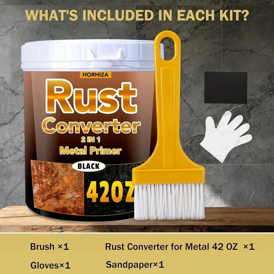 2 in 1 Rust Converter & Metal Primer, 42 Oz Black Rust Inhibitor Paint for Metal