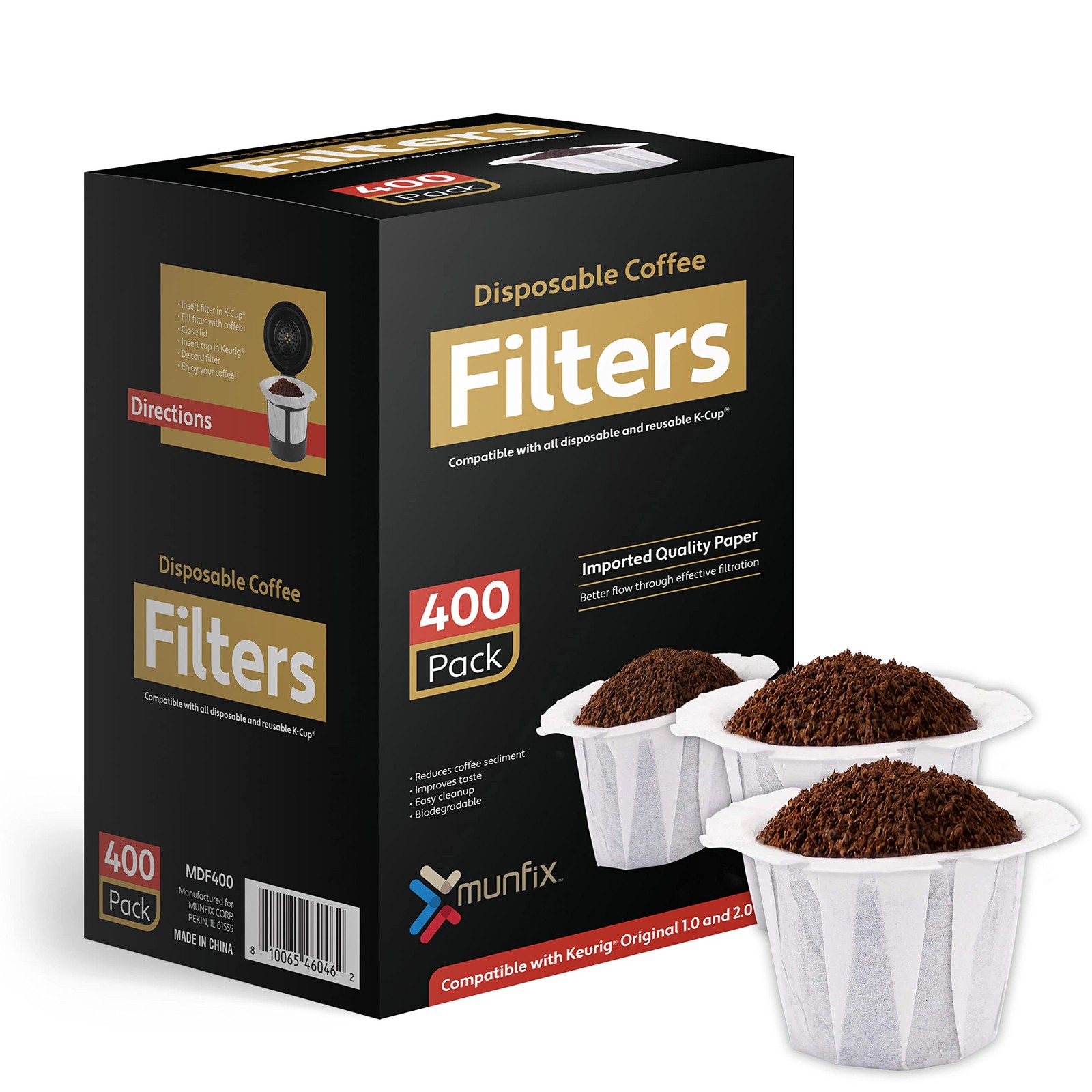 400 Count Disposable Coffee Filters for Keurig 1.0 & 2.0 Compatible