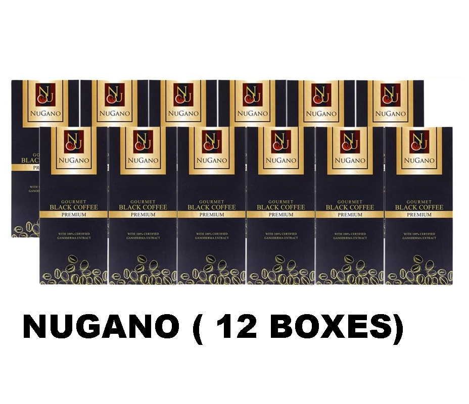 12 Boxes Nugano Black Coffee 100% Organic Ganoderma Lucidum Reishi Dark