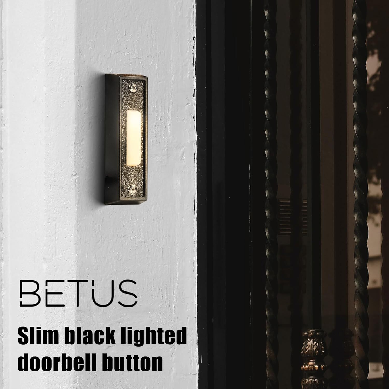 Betus LED Lighted Doorbell Button – Rectangular Wall Mounted Door Push Buttons